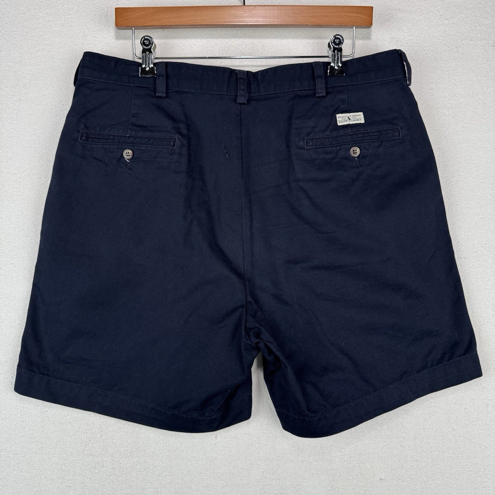 90’s Vtg Polo Ralph Lauren Men’s 36x5.5 Chino Shorts Blue Pleated *Read