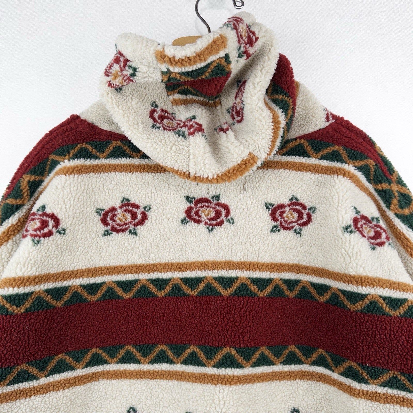 90’s Fleece 1/4 Zip Scuba Hoodie Women’s Large Southwestern Desert Rose Express