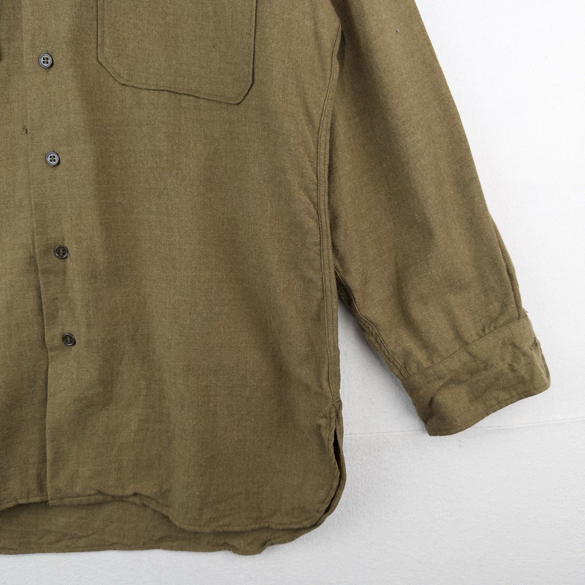 40’s Vtg WWII Wool Gas Flap Army Military Button Uniform Work Shirt Gussets