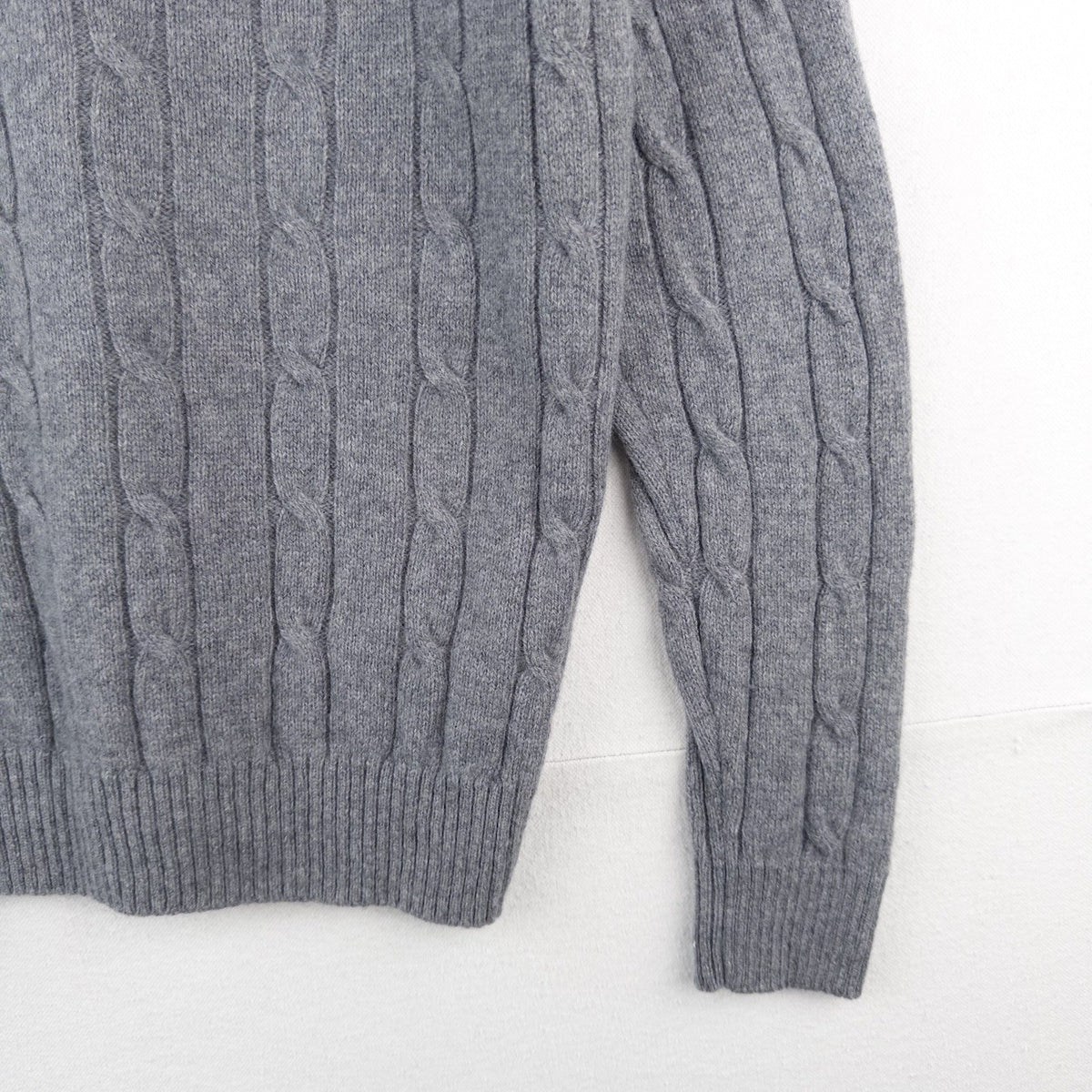 Brooks Brothers Gray 100% Italian Lambswool Cable Knit Sweater Men’s XL