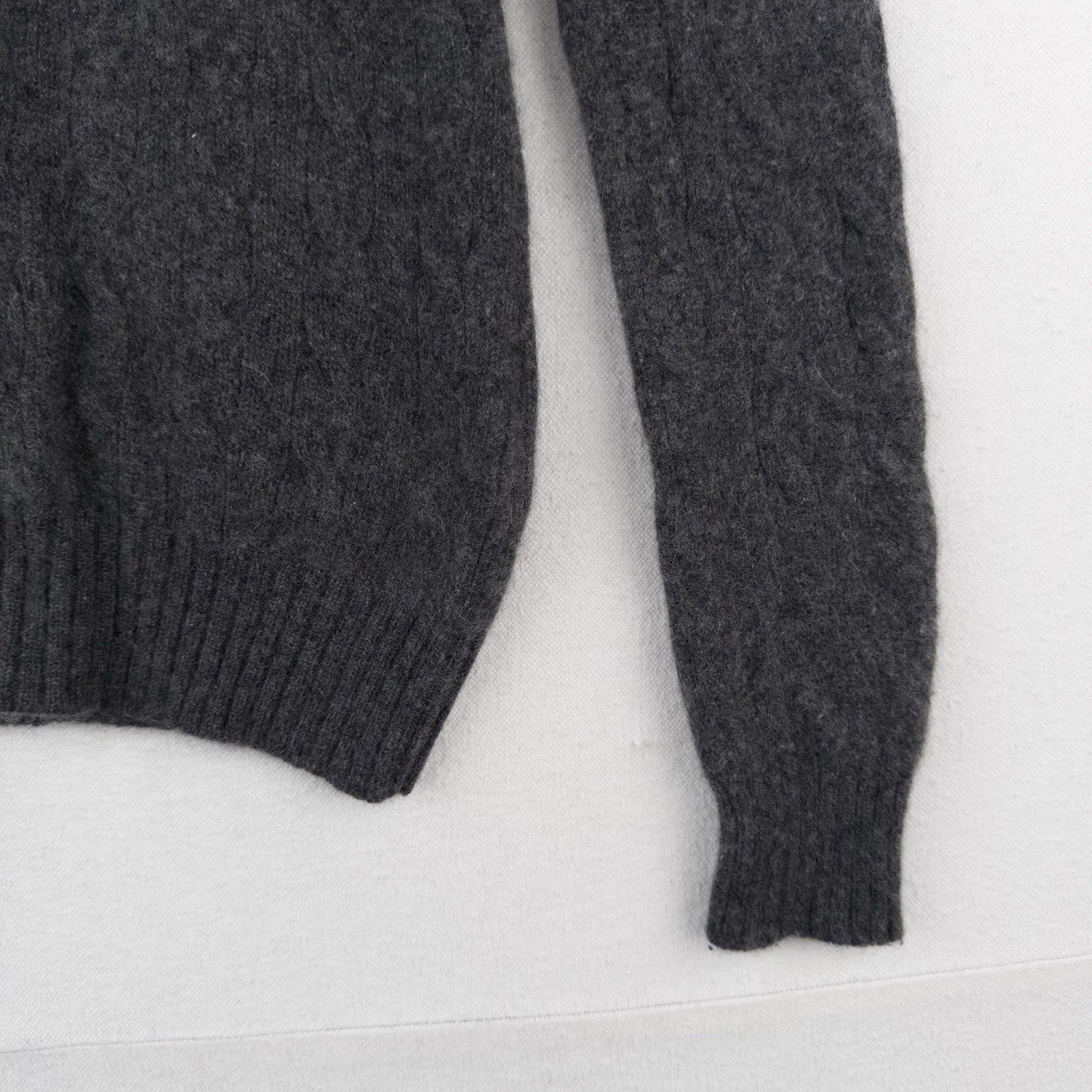 Ralph Lauren Black Label Gray 100% Cashmere Knit 1/4 Zip Sweater *Felted Fits XS