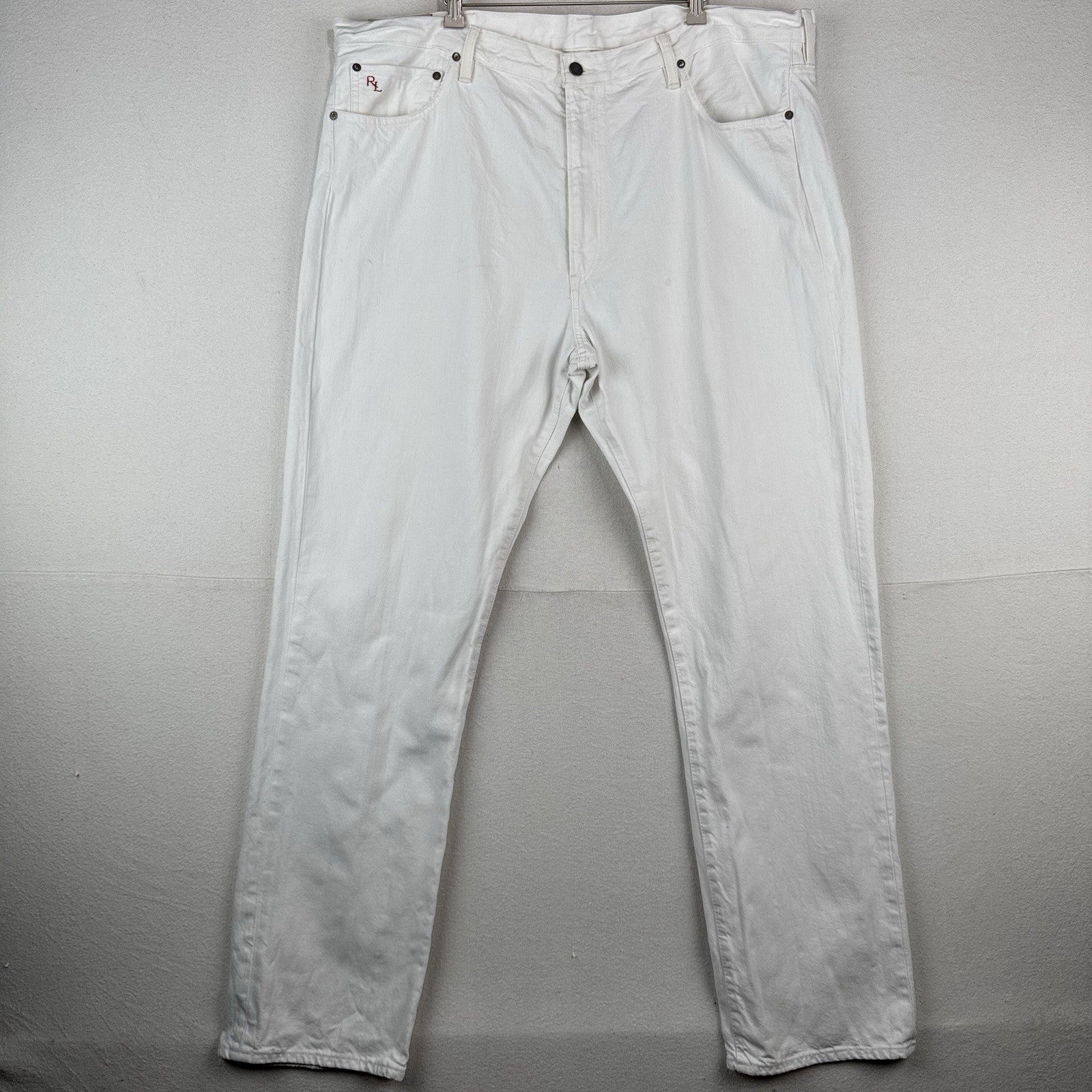 Polo Ralph Lauren Hampton Relaxed Straight 44Tx36 Tall White Denim Jeans