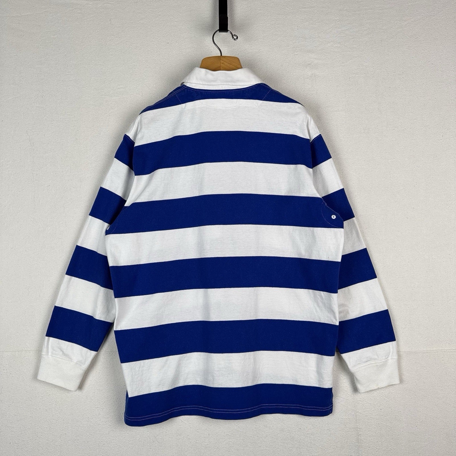 90’s Vintage Polo Ralph Lauren Rugby Shirt Mens Large Blue White Striped *Read