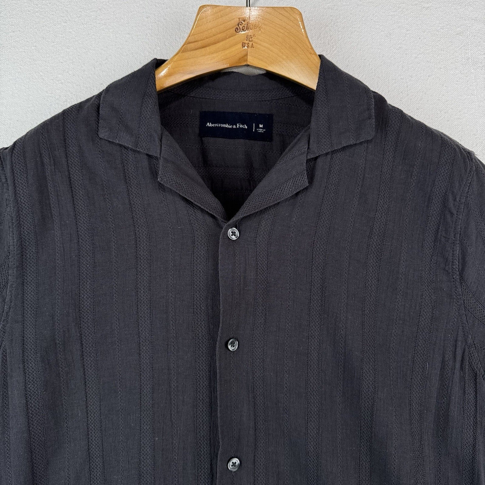 Abercrombie & Fitch Shirt Mens M Brown Lightweight Camp Collar Resort Shirt