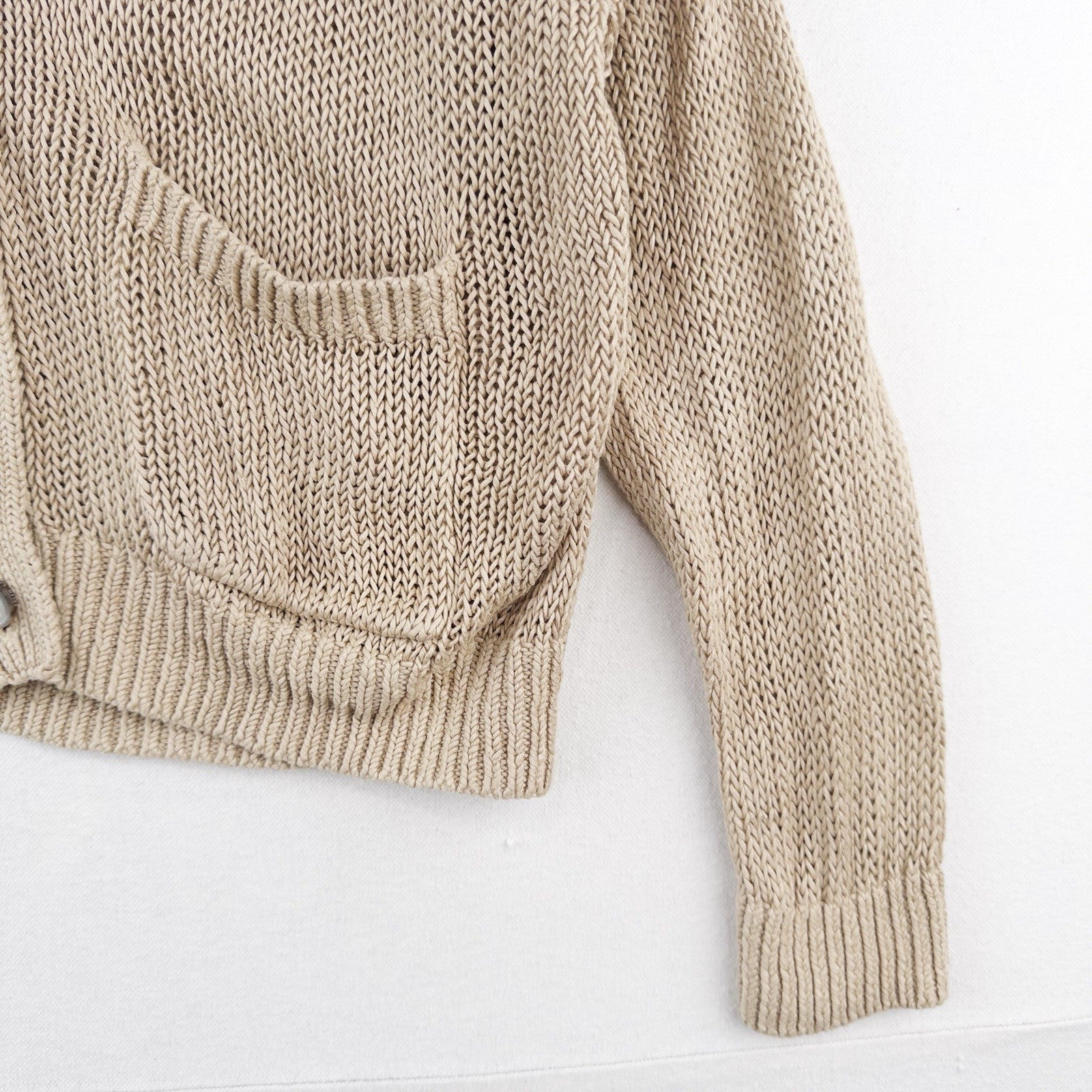 Polo Ralph Lauren Women’s S Tan Beige Linen Knit Button Front Cardigan Sweater