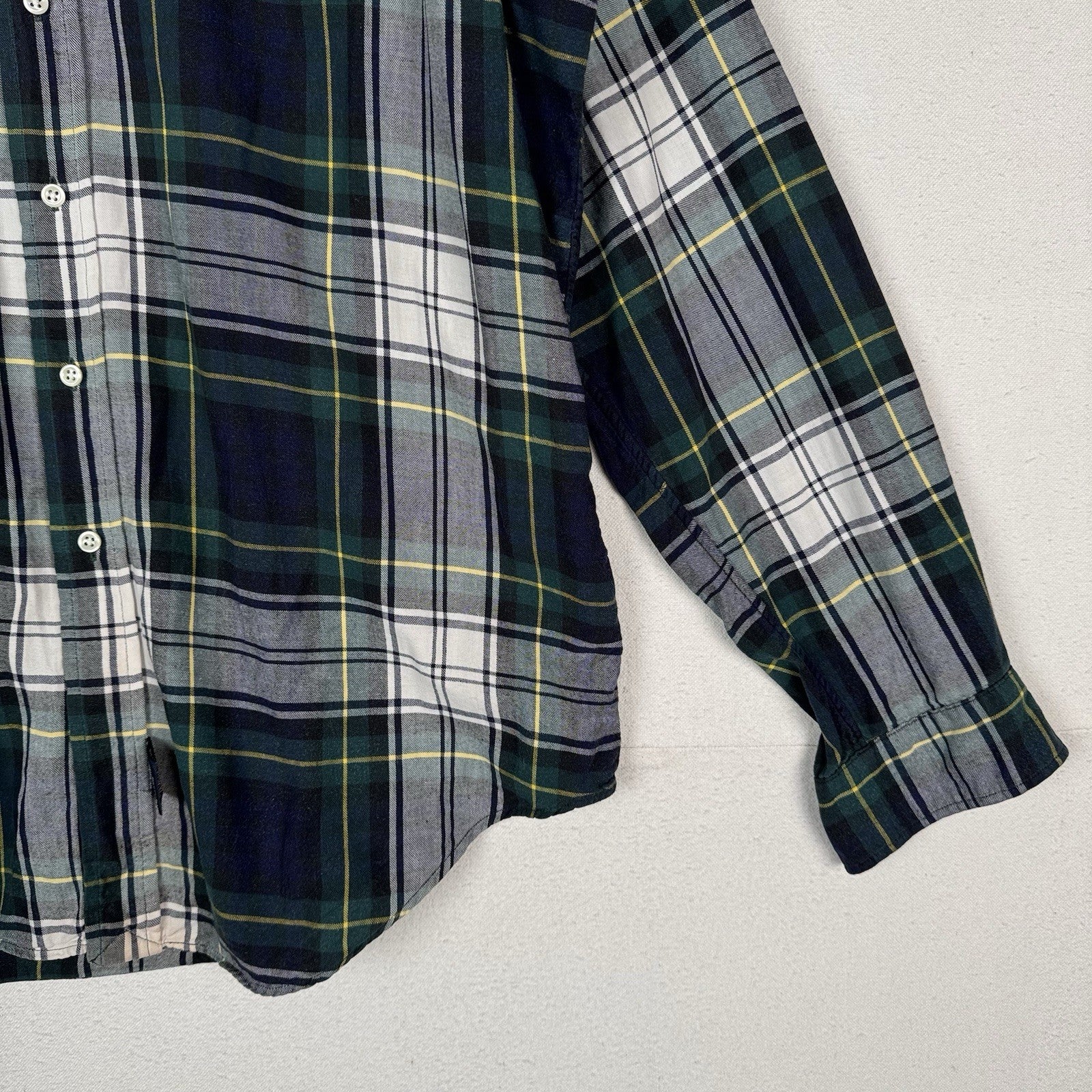 Ralph Lauren Button-Down Shirt Men Large Green Blue Oxford Long Sleeve Cotton