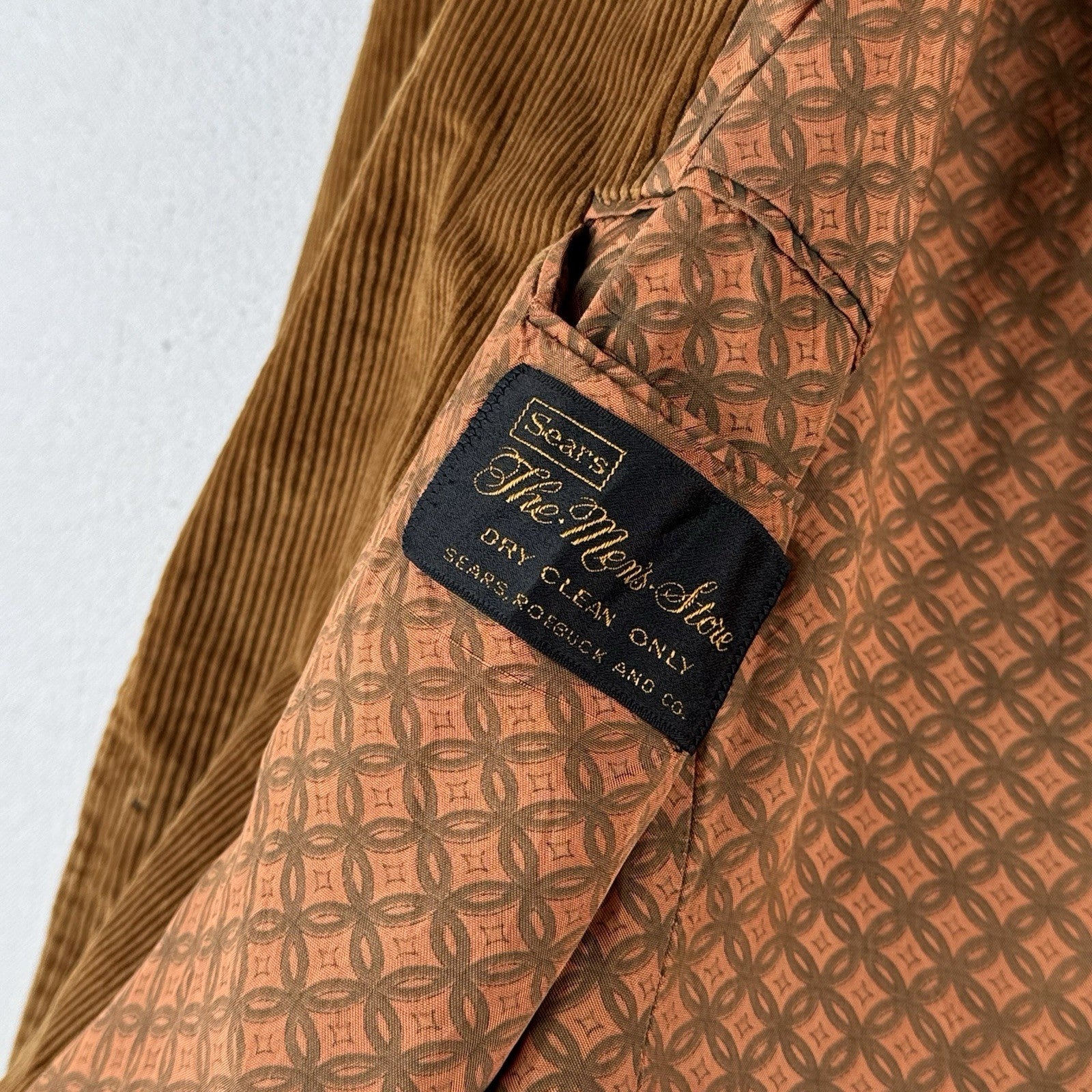 60's Sears The Men's Store 40R Tobacco Brown Corduroy 2-Button Blazer Sport Coat