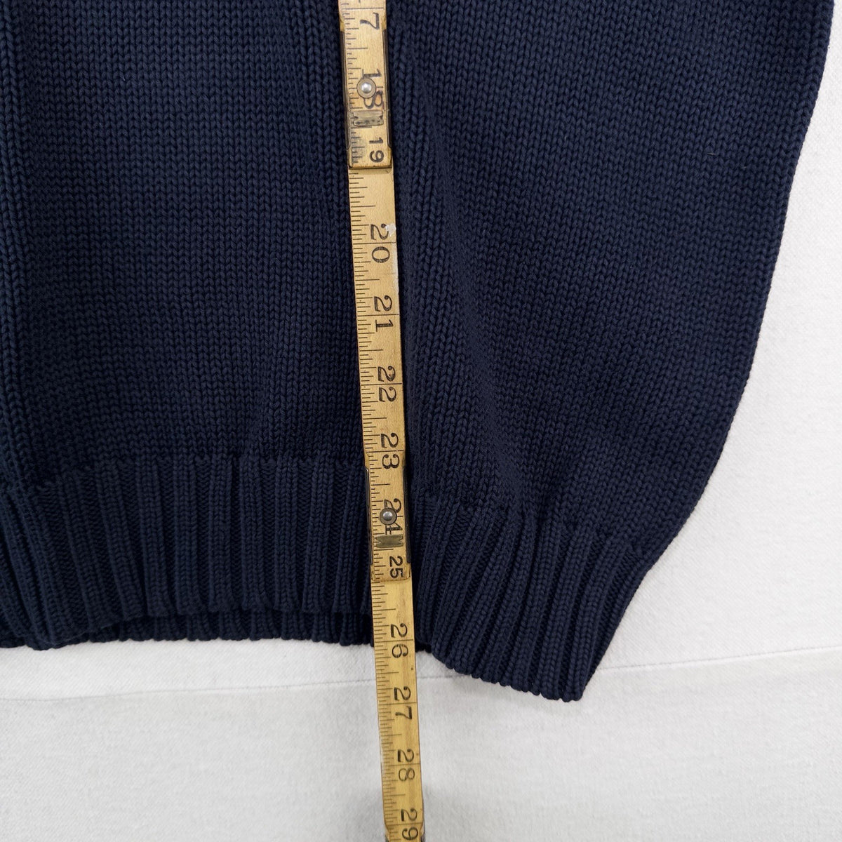 90's Vintage Polo Ralph Lauren Sweater Men's L Navy Blue Knit Crewneck Red Pony