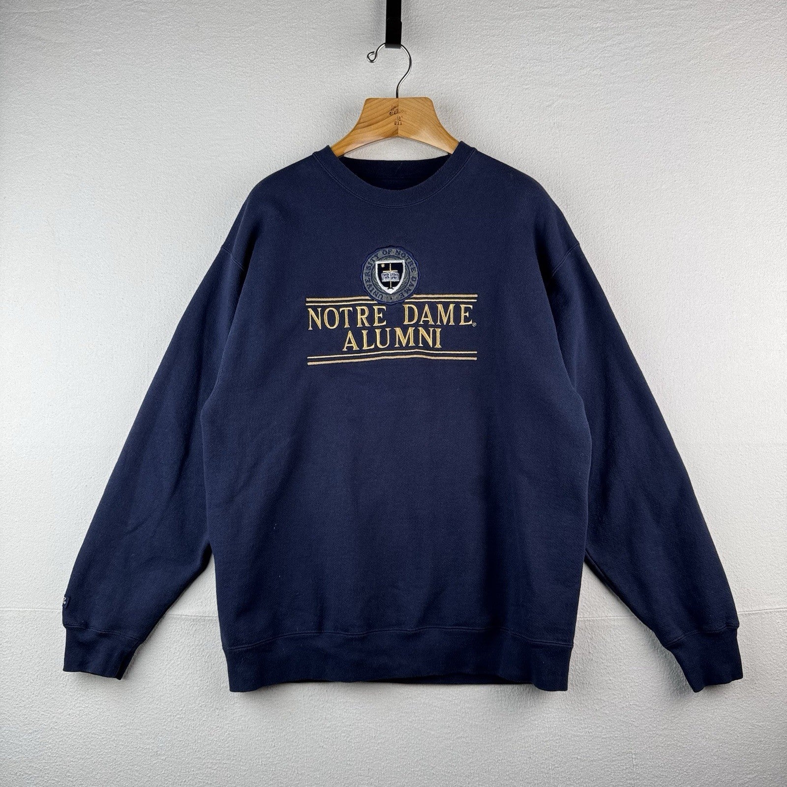 90’s Vtg JanSport Univ Notre Dame Alumni Crew  Embroidered Sweatshirt L Blue