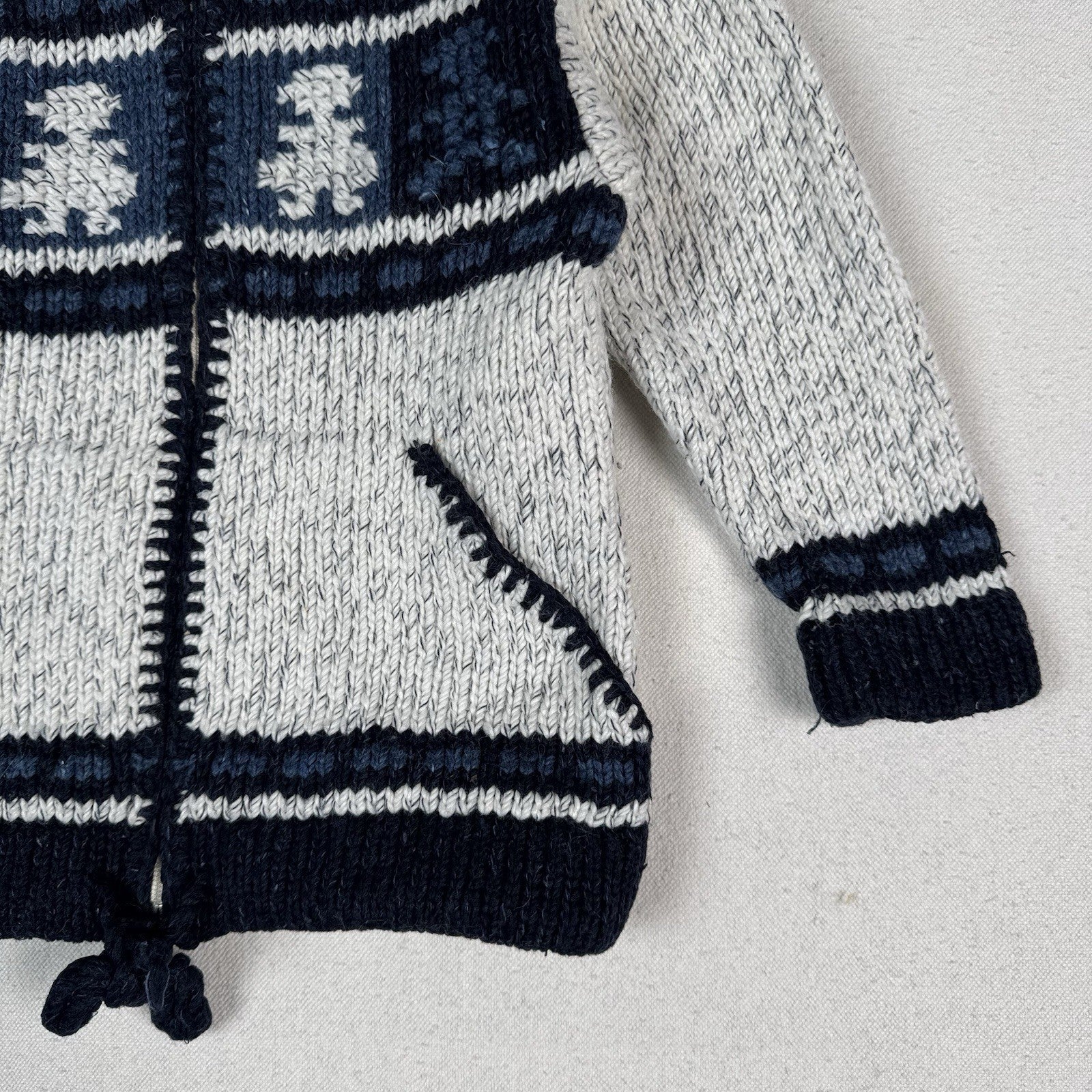 Naco Kids Knitted Wool Blend Hooded Cardigan Viking Ecru 5T Gray Black Blue Zip