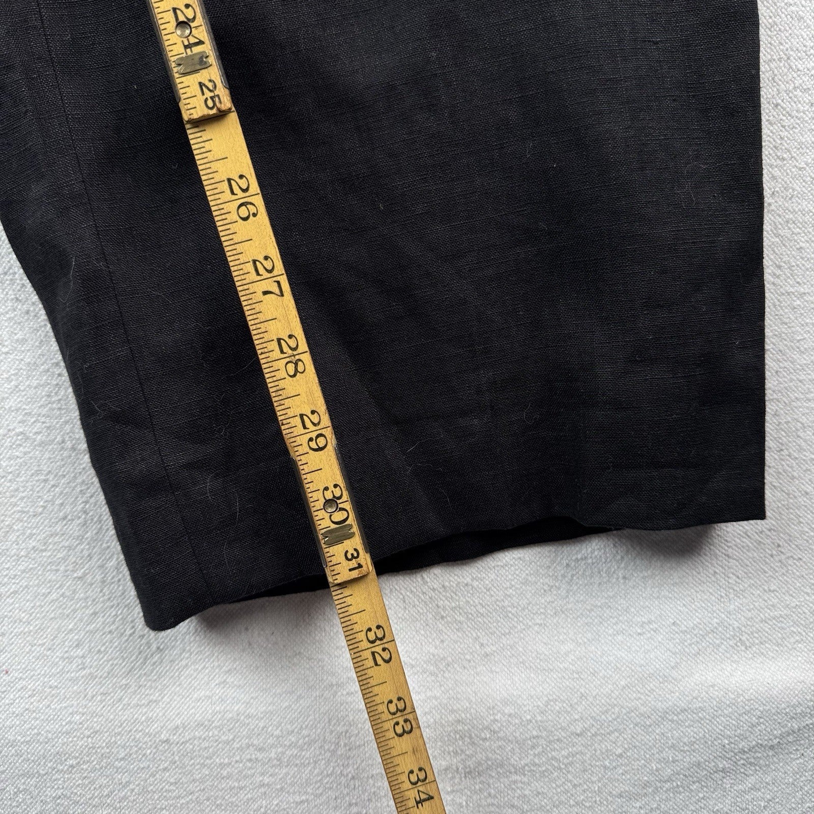 Ralph Lauren Solid Black 100 % Linen Pants Flat Front Men’s Trousers Fits 42x31