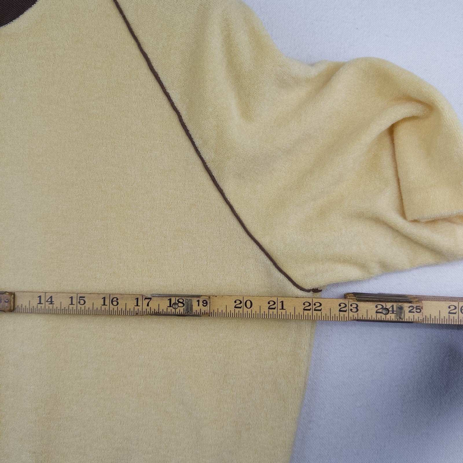 70s Vtg Jantzen Mens XL Yellow Terry Short Sleeve Zip Cabana Pool Shirt Made USA