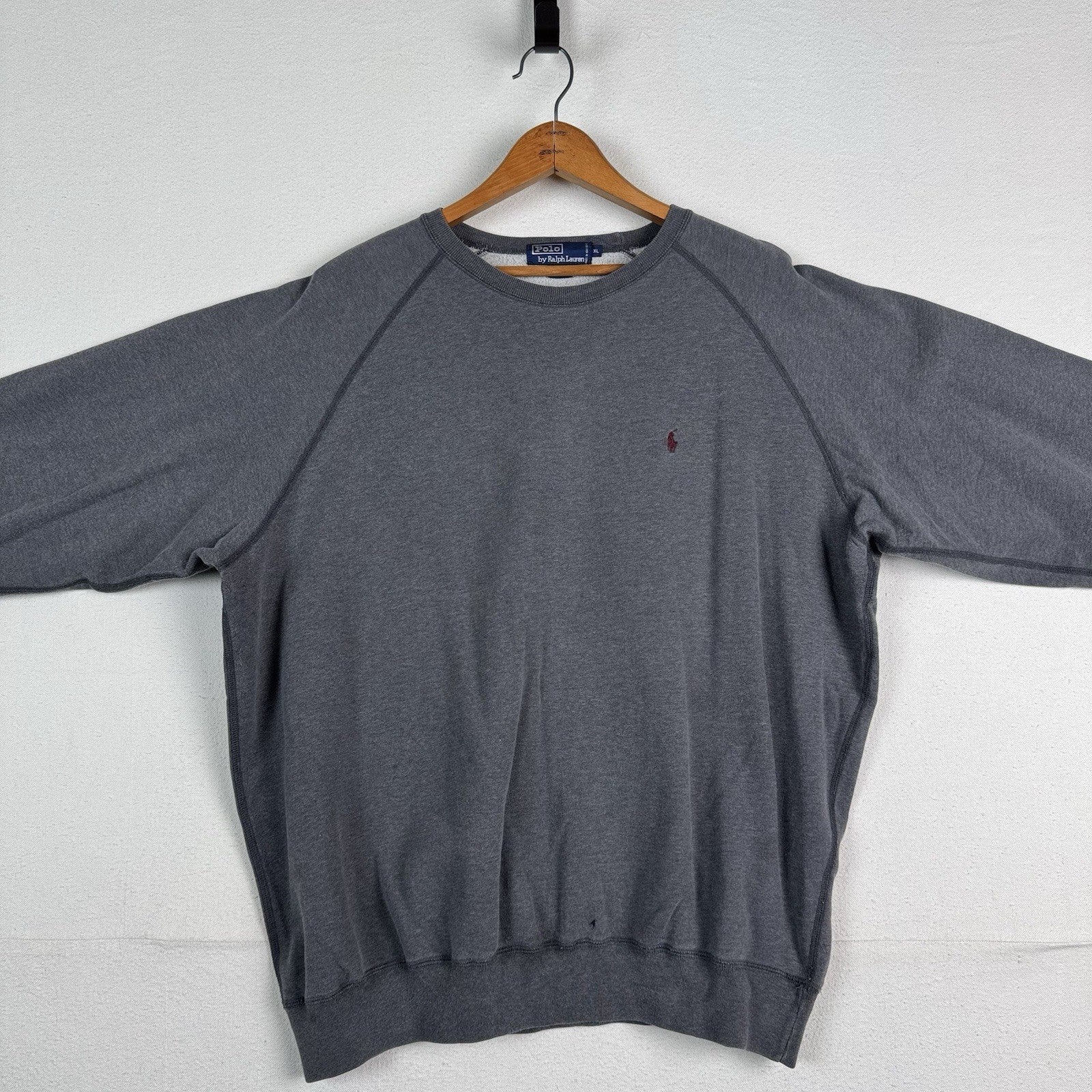 Vintage 90s Ralph Lauren Mens Medium Faded Crewneck Sweatshirt Heather Gray