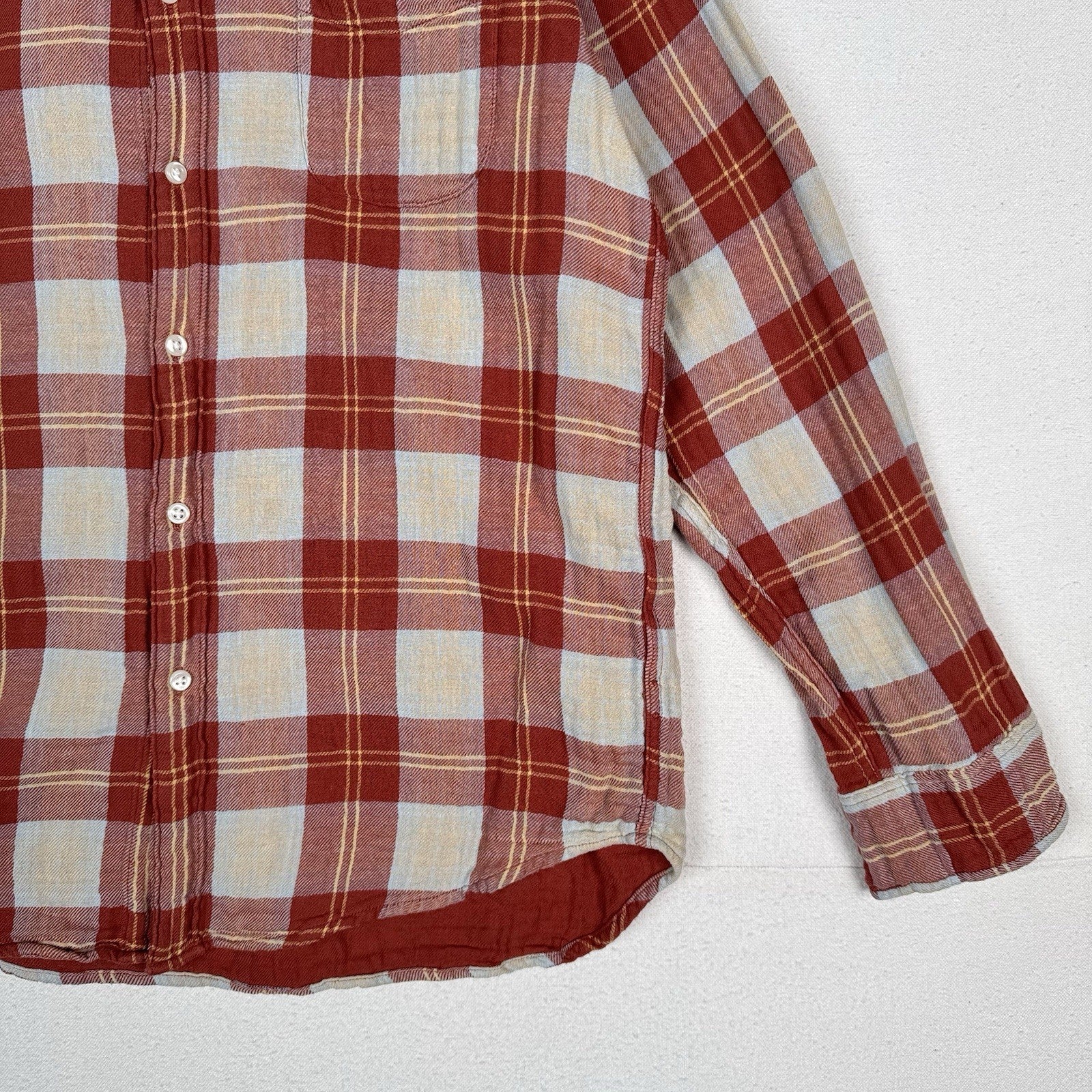 J.Crew Shirt Men’s L Double Weave Slim Fit Plaid Shirt Burnt Orange Red
