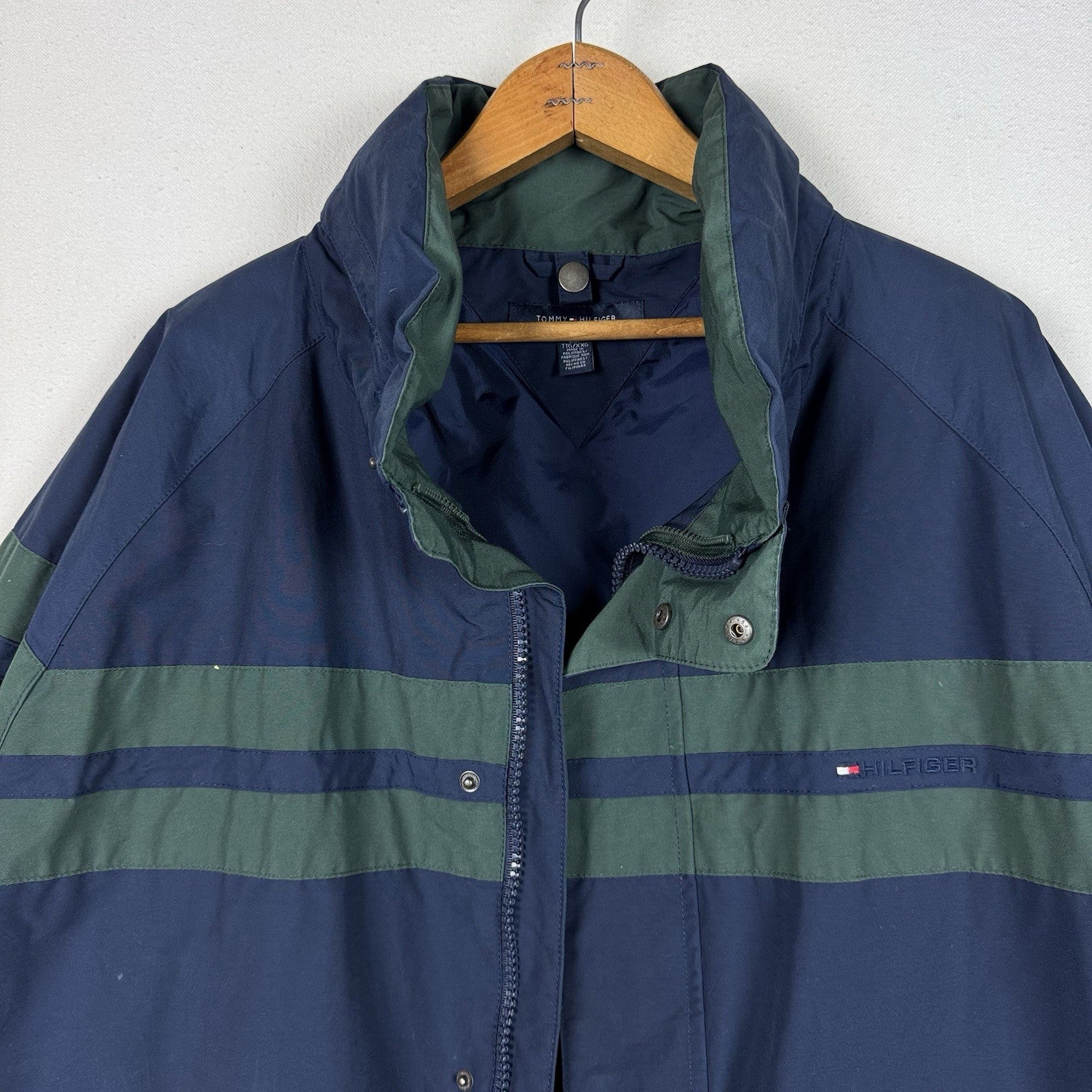Vintage Tommy Hilfiger Jacket) RN 77806 Size XXL Green/Blue (Outer Layer Only)