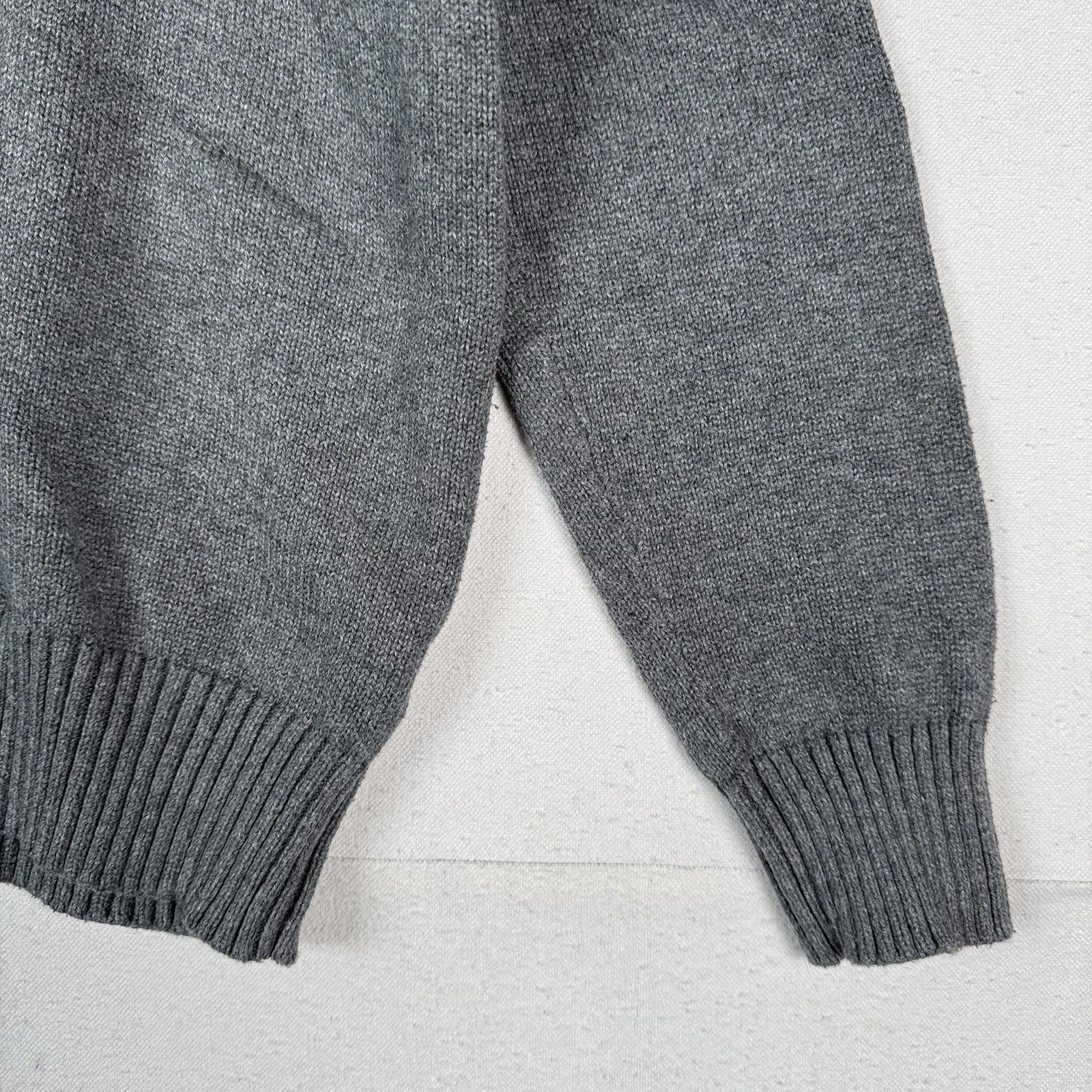 Vintage Polo Ralph Lauren 1/4 Button Neck Sweater Men’s L Gray Cotton Pullover