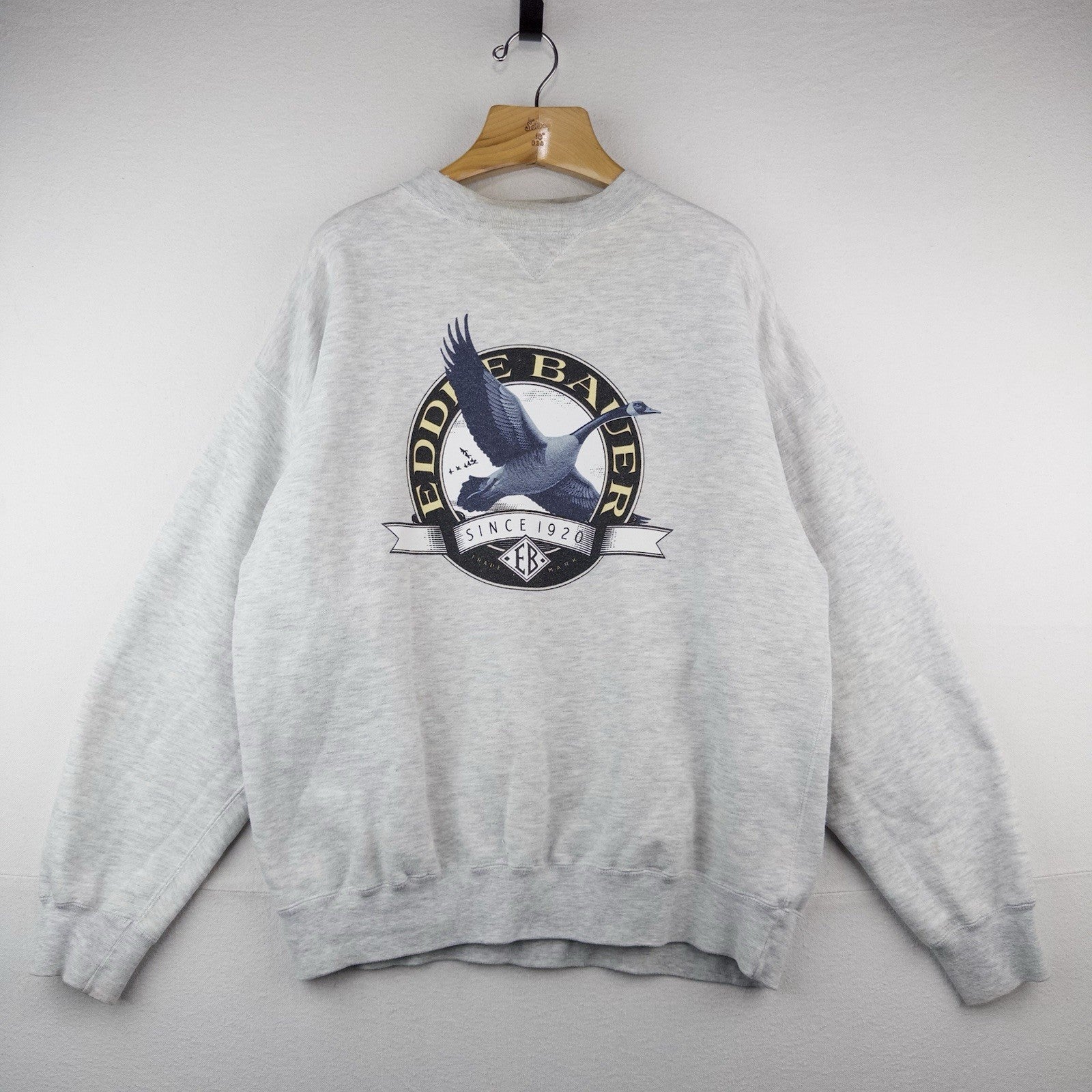 90’s Vtg Eddie Bauer Gray Sweatshirt Mens XL Goose Big Logo Outdoors Crewneck