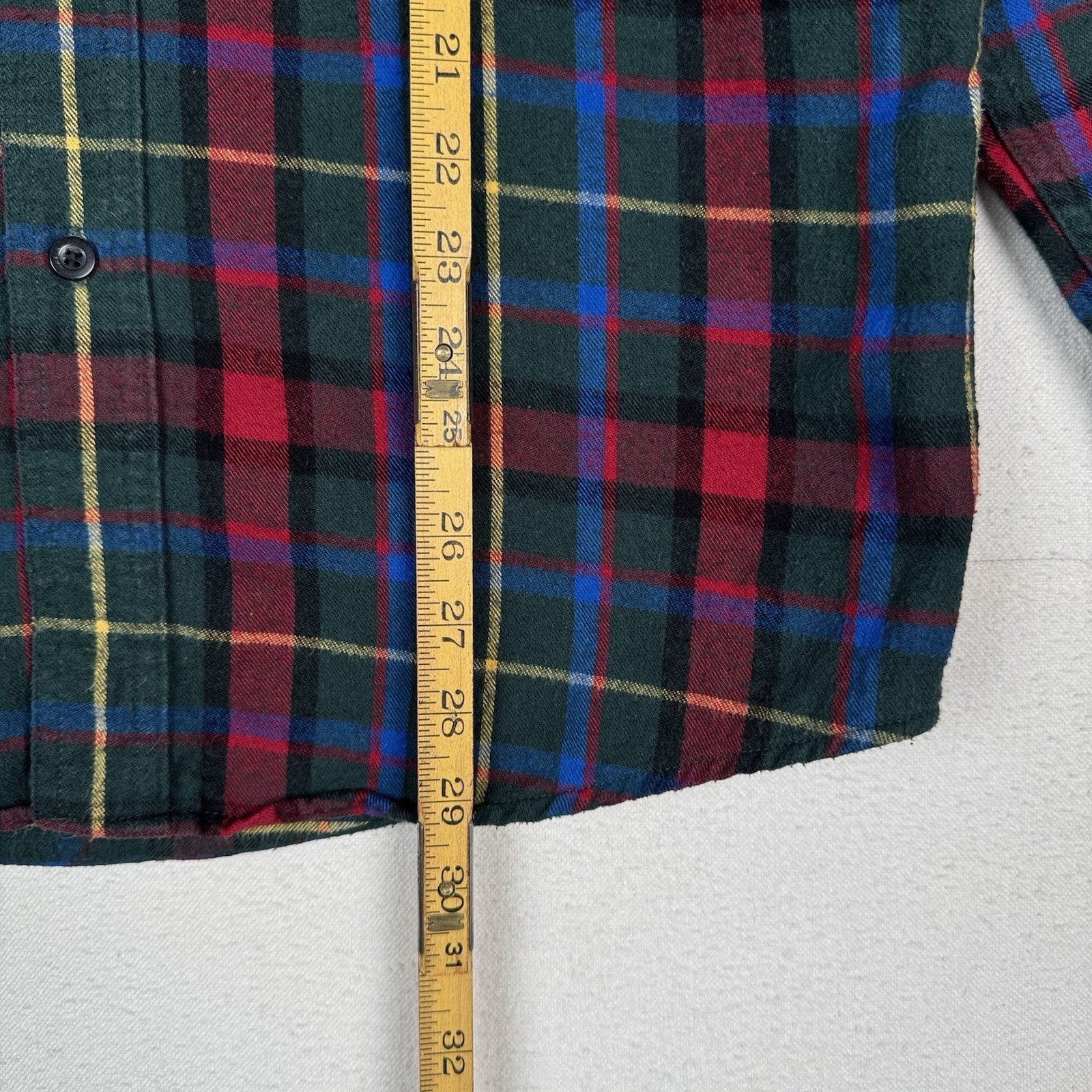 L.L. Bean Men's Scotch Plaid Flannel Shirt M Slightly Fitted Green Blue Red