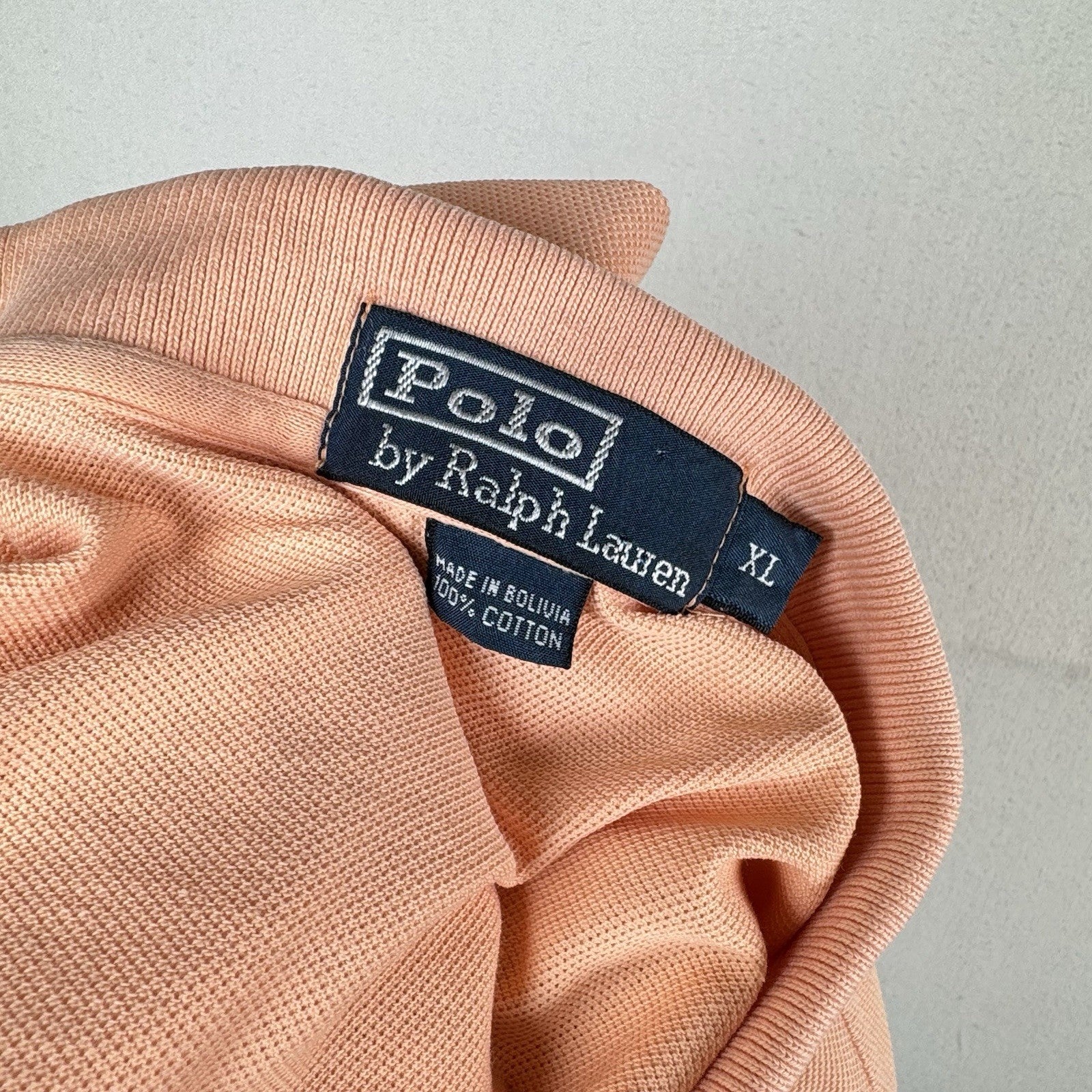 Vintage Polo Ralph Lauren Polo Shirt Mens XL Orange Mesh Pique *Distressed