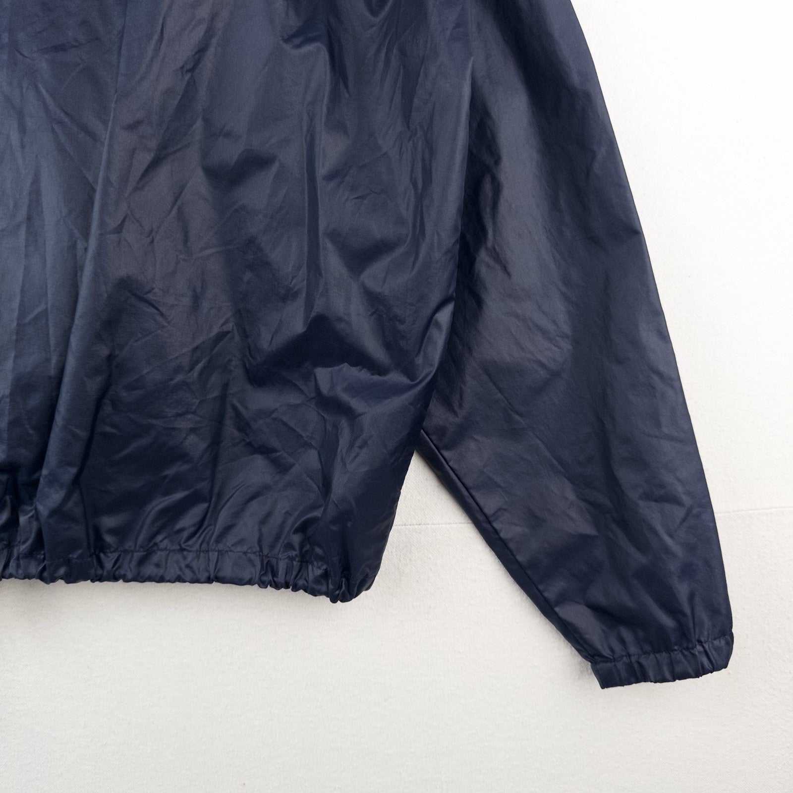 80’s Vtg Lacoste Izod Men’s XL Packable Rain Jacket FannyPack Navy Blue Hooded