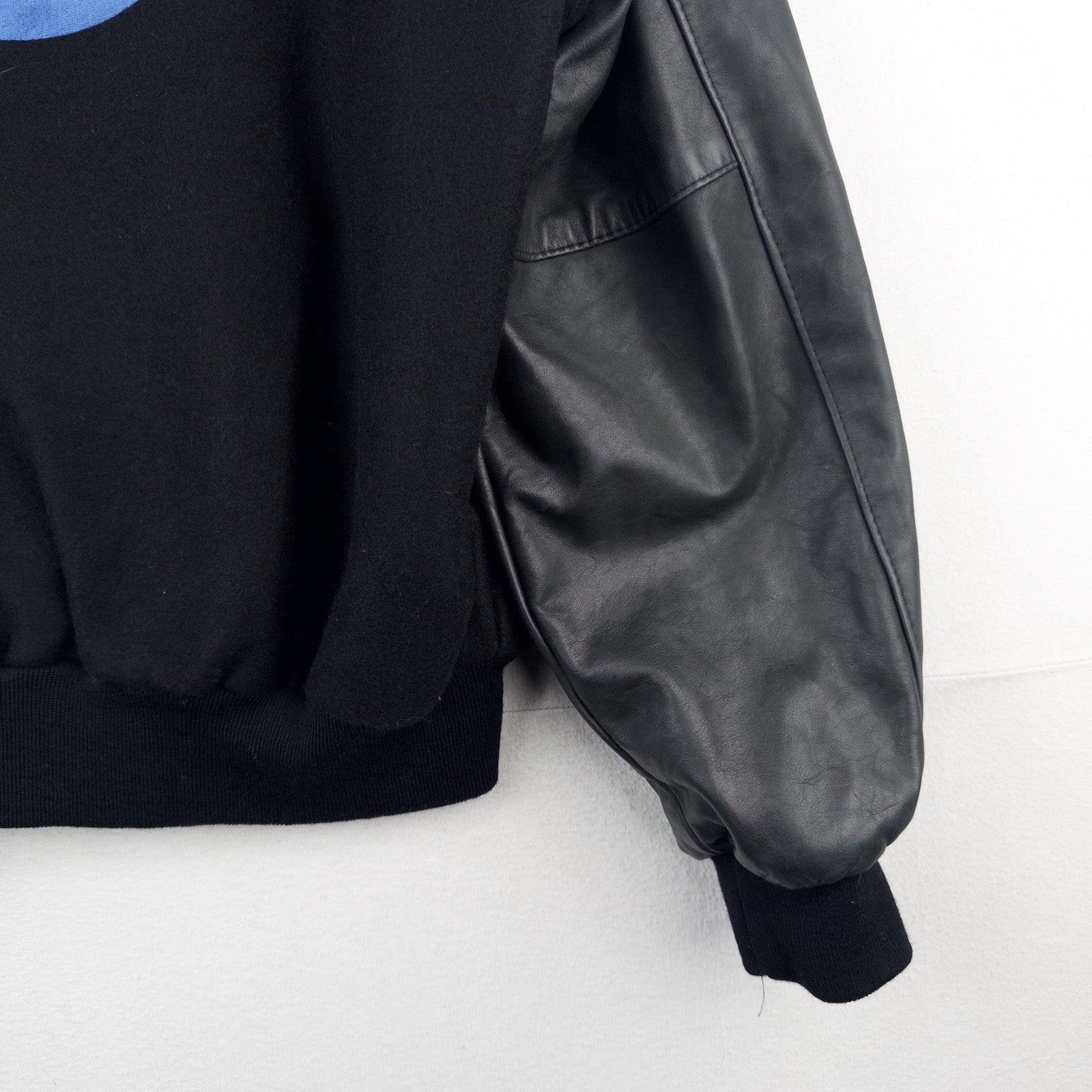 1984 Burger King Varsity Jacket Black Snap Front XL Wool Leather Sleeves USA