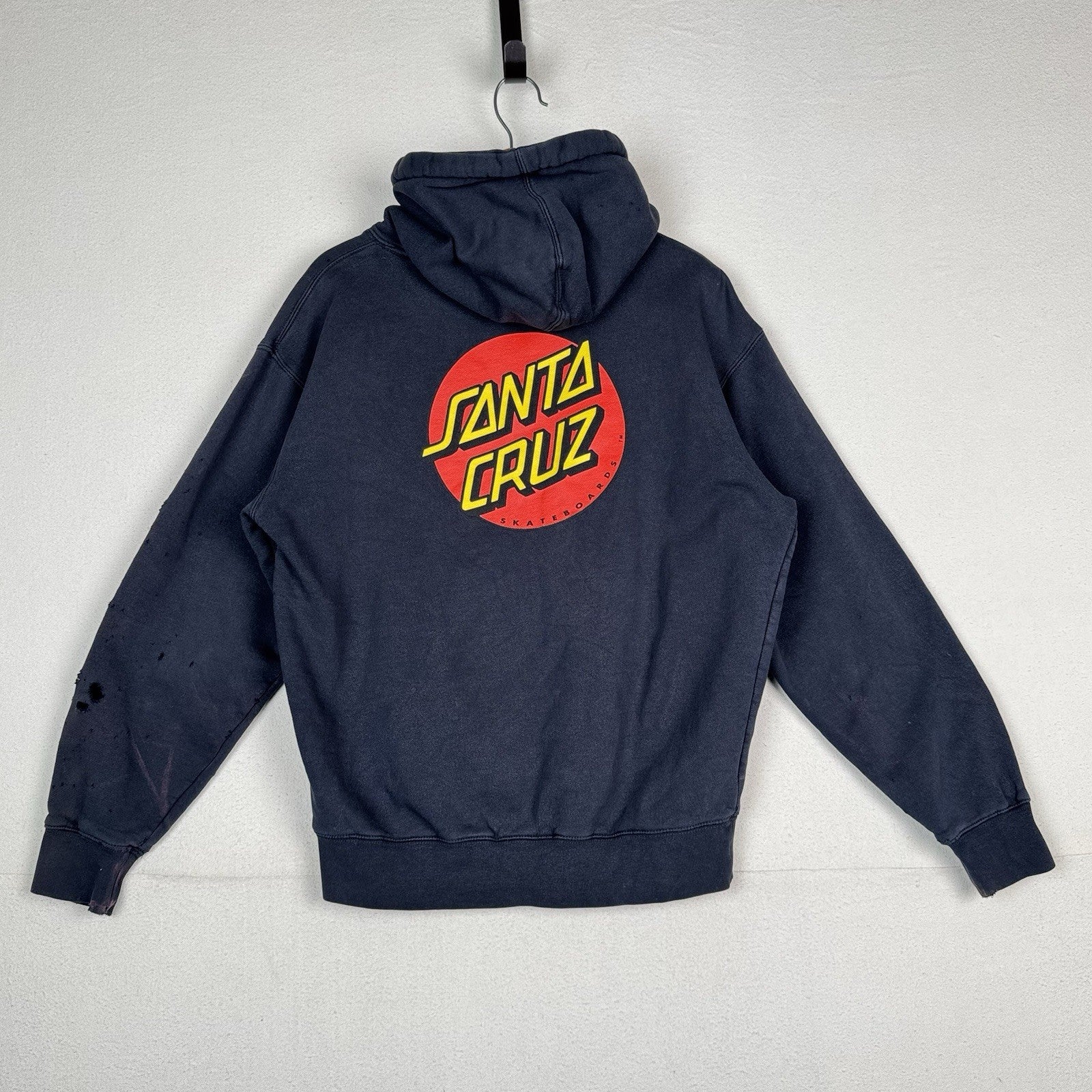 Santa Cruz Skateboards Classic Dot Hoodie Men’s M Blue Sweatshirt *Distressed