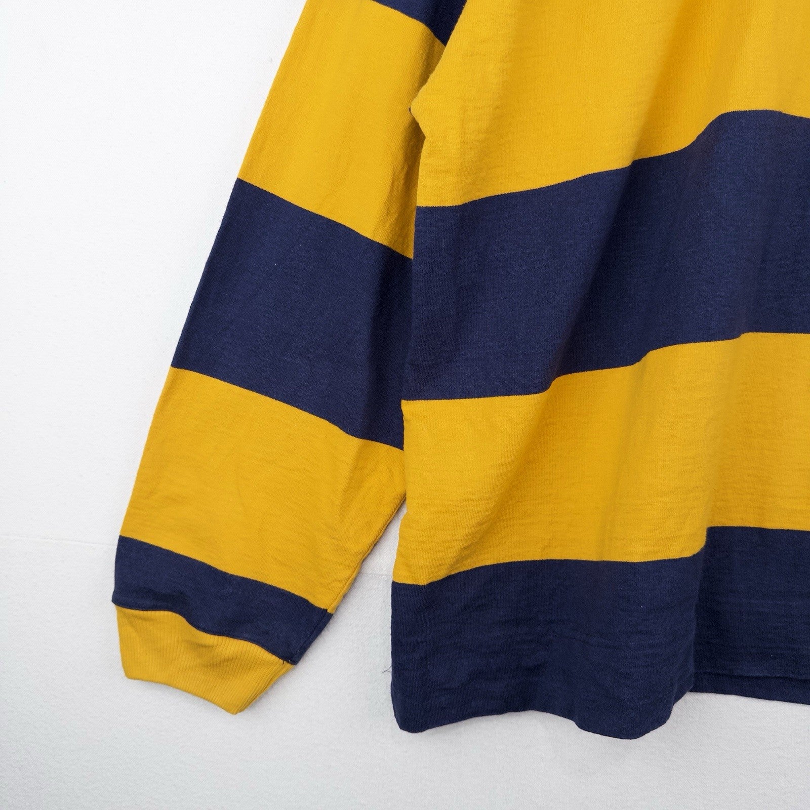 80’s Vtg Steeplechase Men’s XL Yellow Blue Striped Long Sleeve Polo Rugby
