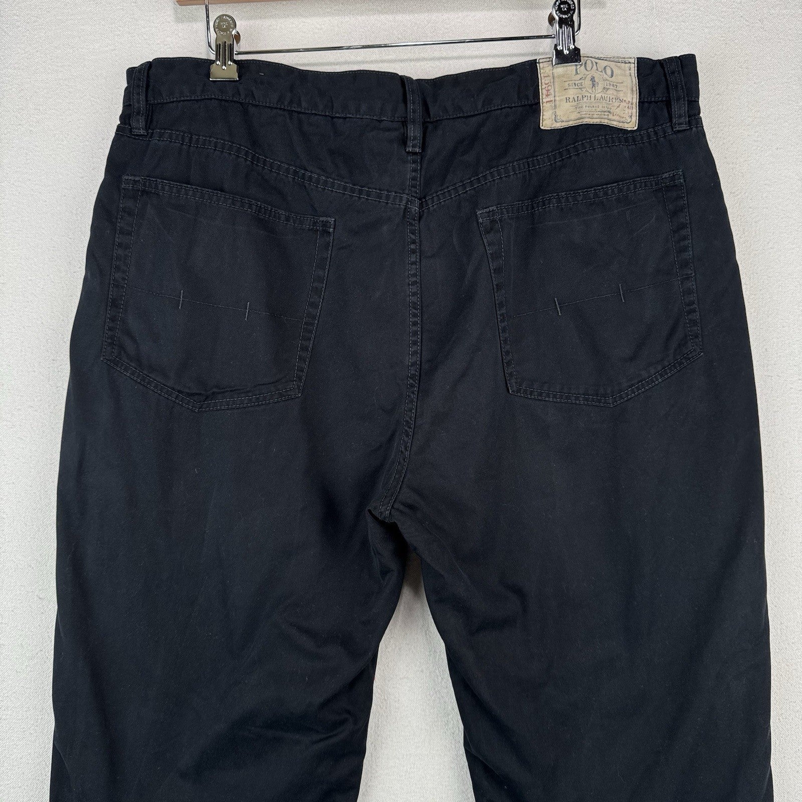 Vintage Polo Ralph Lauren Men’s 38x32 Black Lined Chino Pants Red Plaid