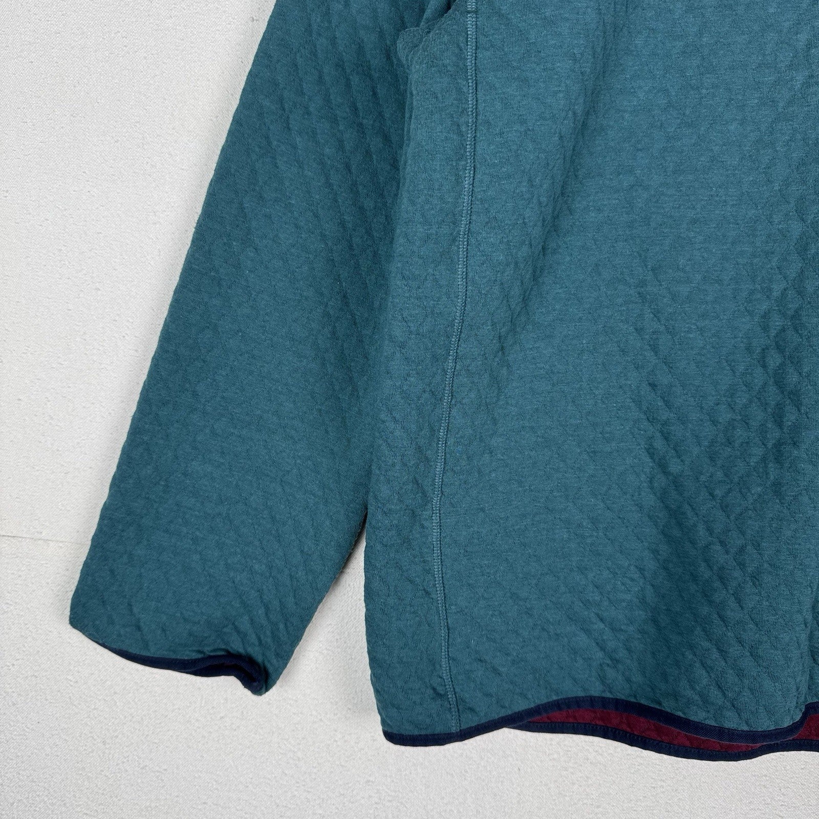 Brooks Brothers 1/4 Zip Diamond Quilted Pullover Mens 2XL Blue Maroon Sweater