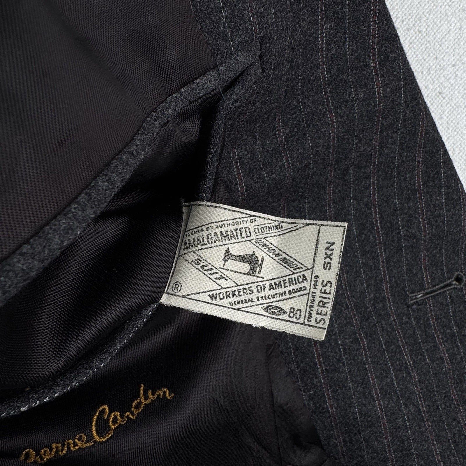 70’s Pierre Cardin Blazer Barney’s NY 36R Chest: 18” Gray Pinstripe Made In USA
