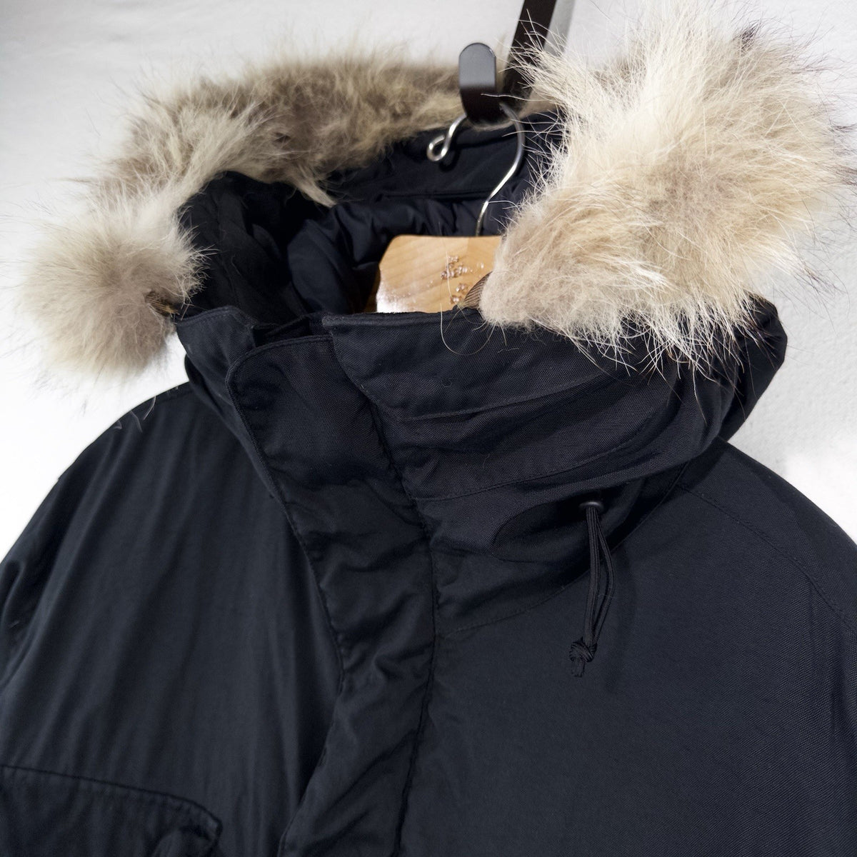 90’s Vtg Polo Sport Ralph Lauren Men’s L Black Down Parka Jacket Coyote Fur Trim