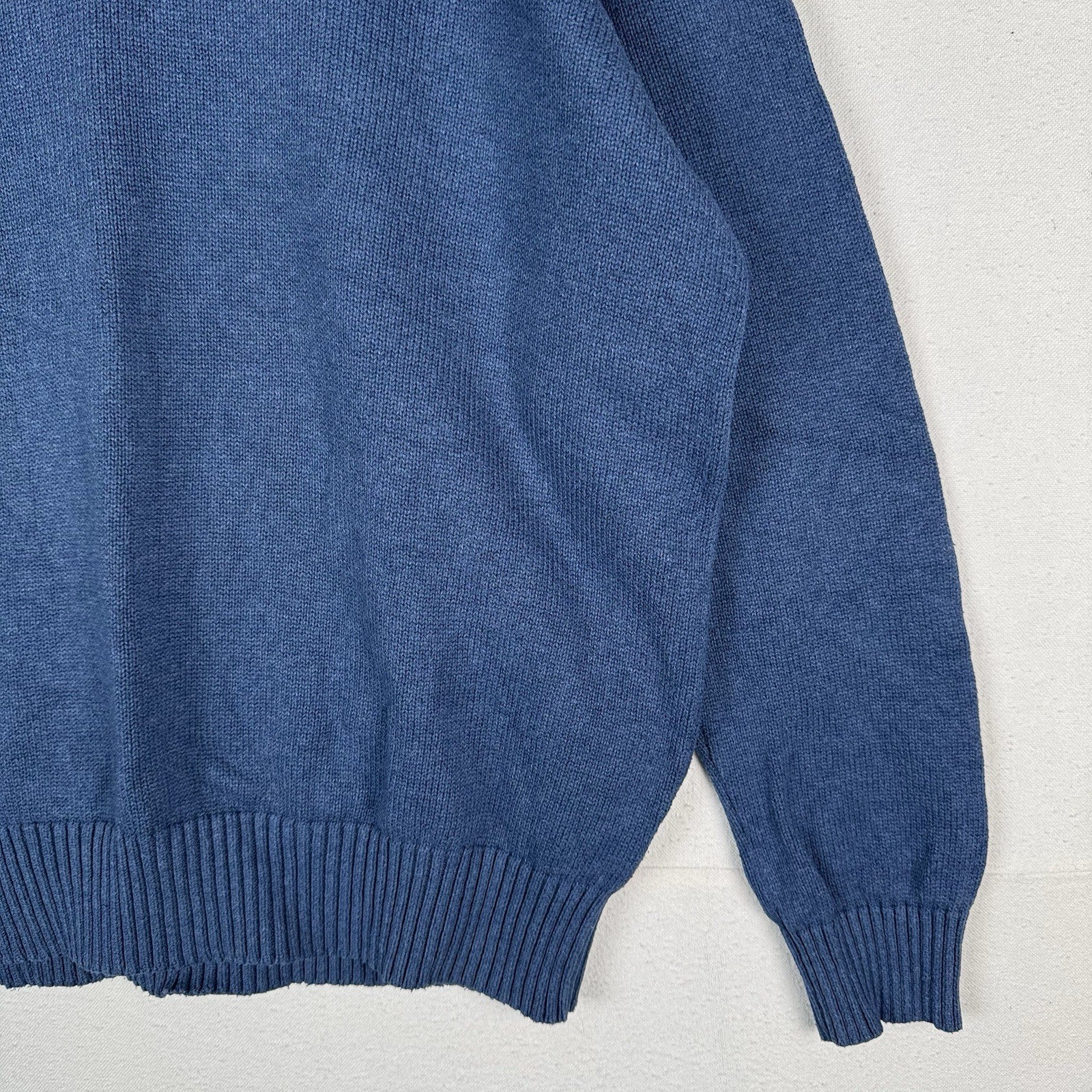 Polo Ralph Lauren 1/4 Button Neck Sweater Men’s 2XL XXL Blue Cotton Pullover