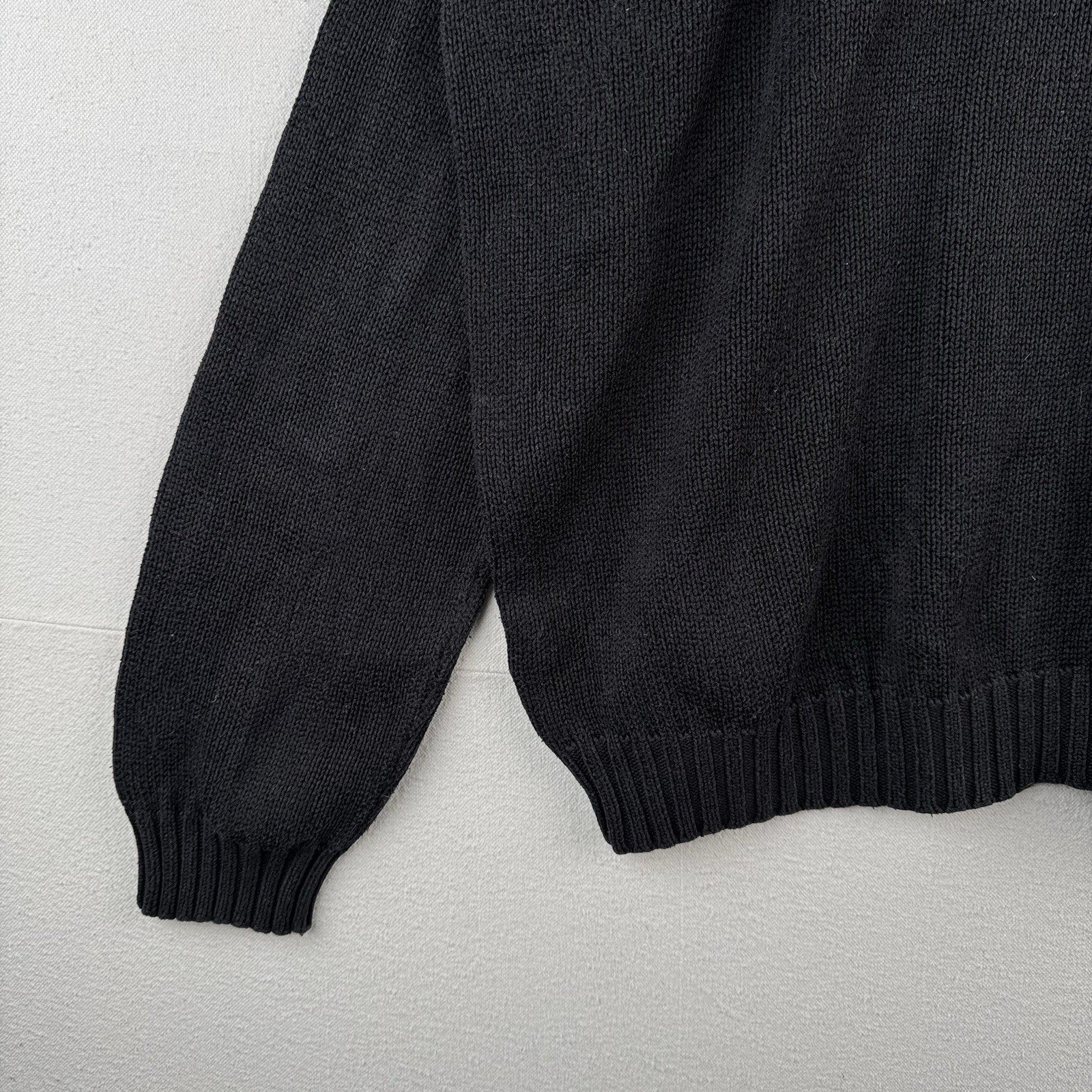 90's Vintage Polo Ralph Lauren Men's XL 100% Cotton Sweater Charcoal Black