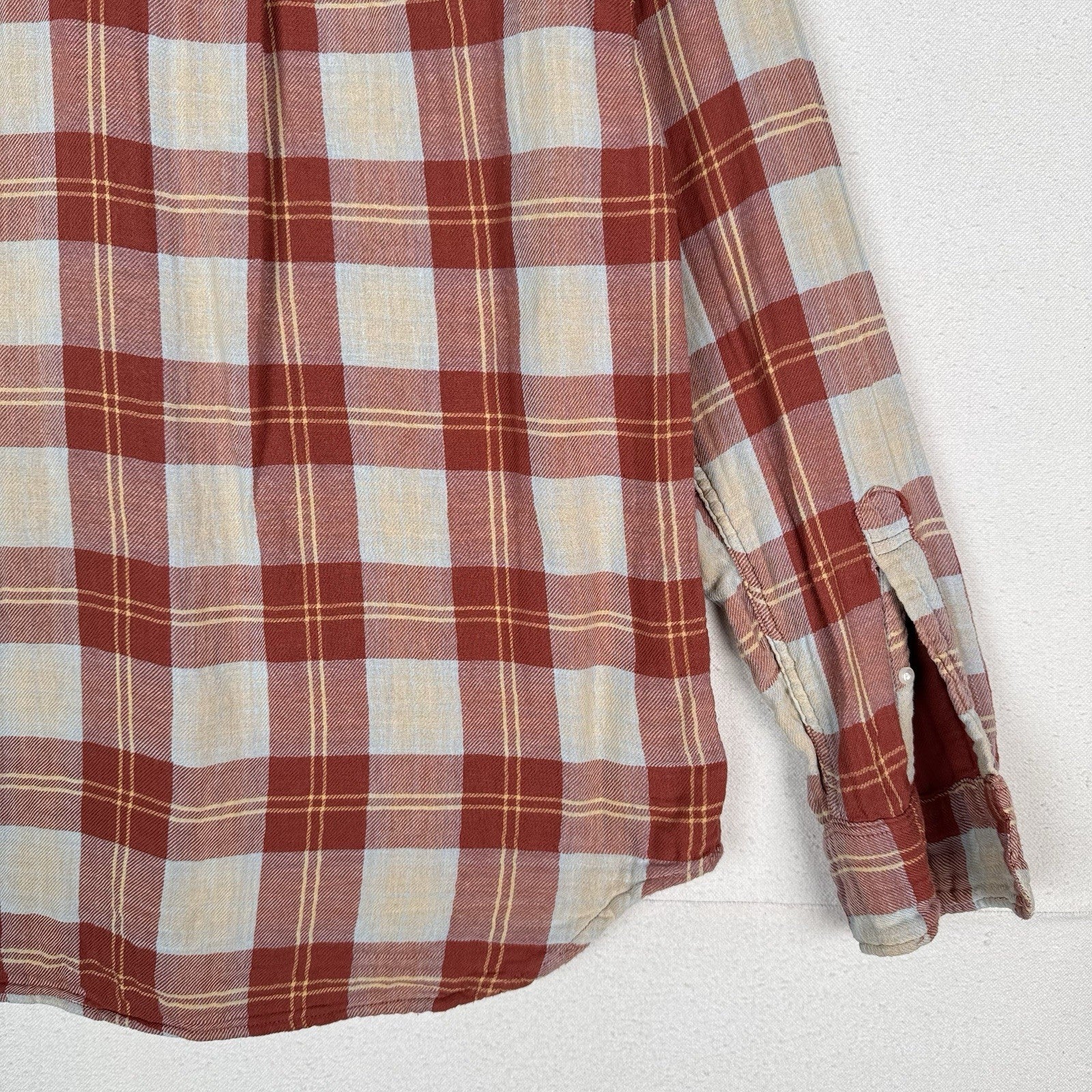 J.Crew Shirt Men’s L Double Weave Slim Fit Plaid Shirt Burnt Orange Red