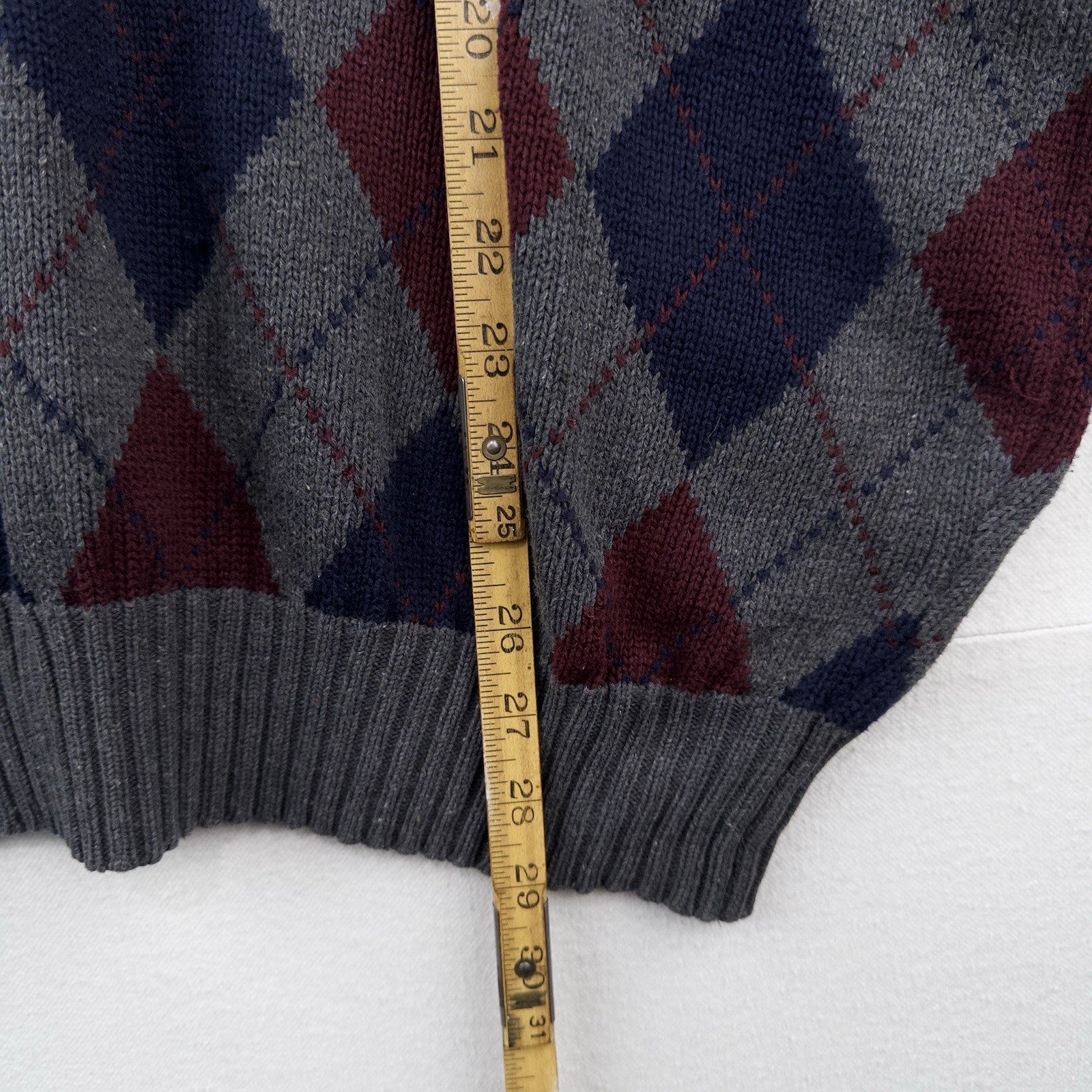 90’s Vtg Polo Ralph Lauren Mens L Argyle 100% Cotton  Collared Sweater Blue Gray