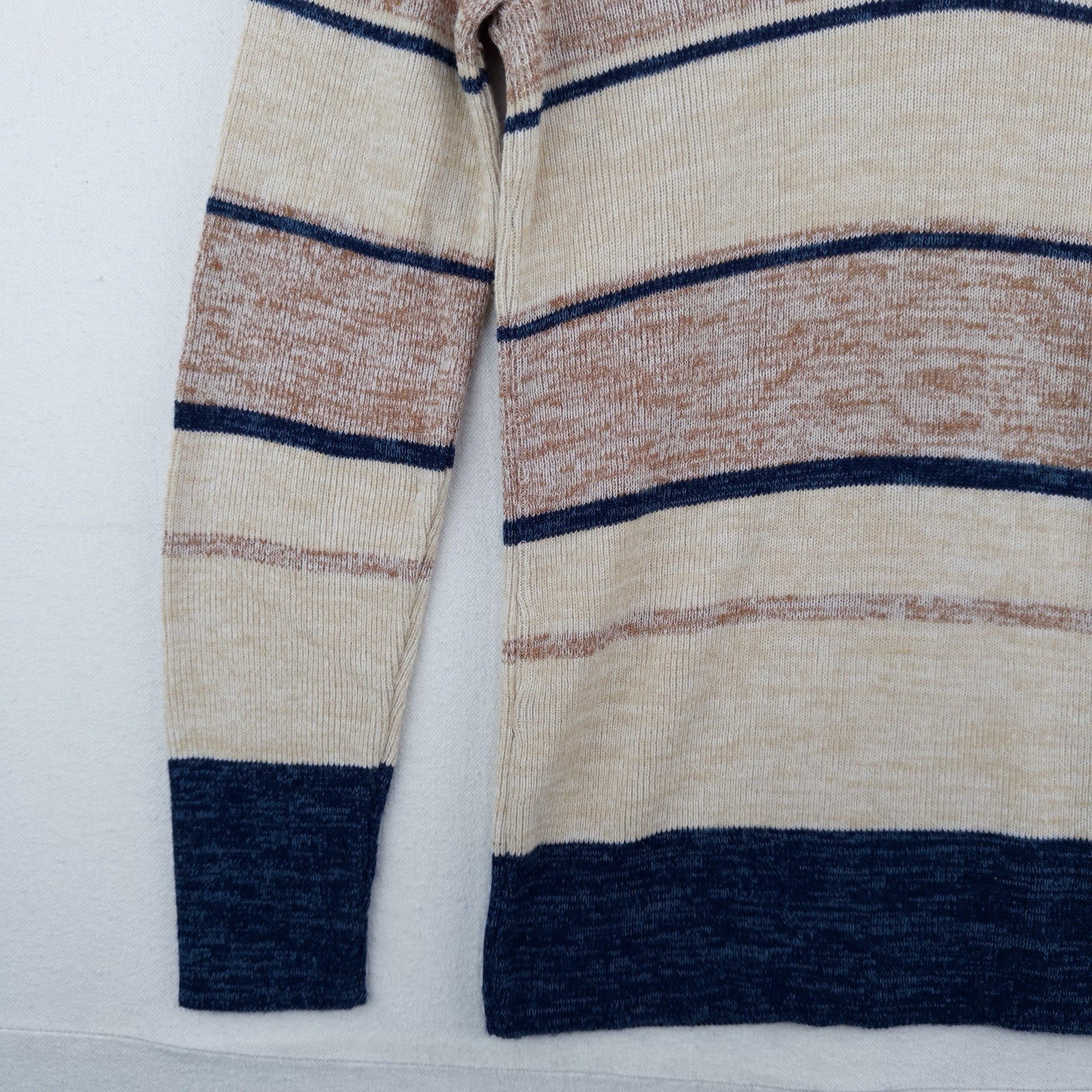 70’s Vtg Columbiaknit Johnny Collar V Neck Sweater Mens Medium Cream Blue Stripe