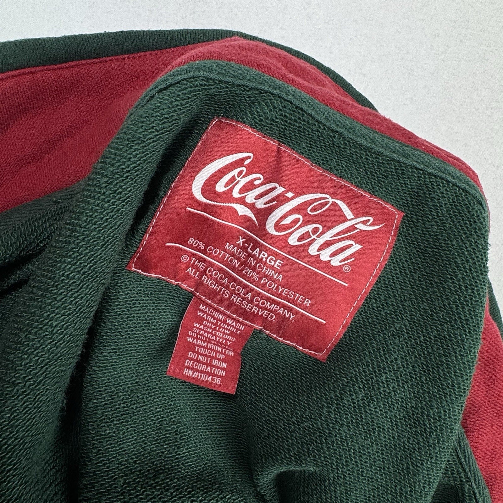 Coca-Cola 1/4 Zip Men's XL Green Red Embroidered Fleece Sweatshirt *Read