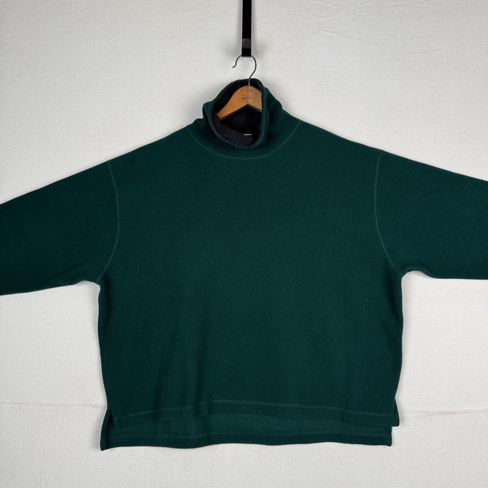 Vintage J Crew Oarsman Green Pullover Fleece Thermal Lined Mockneck Mens XL USA