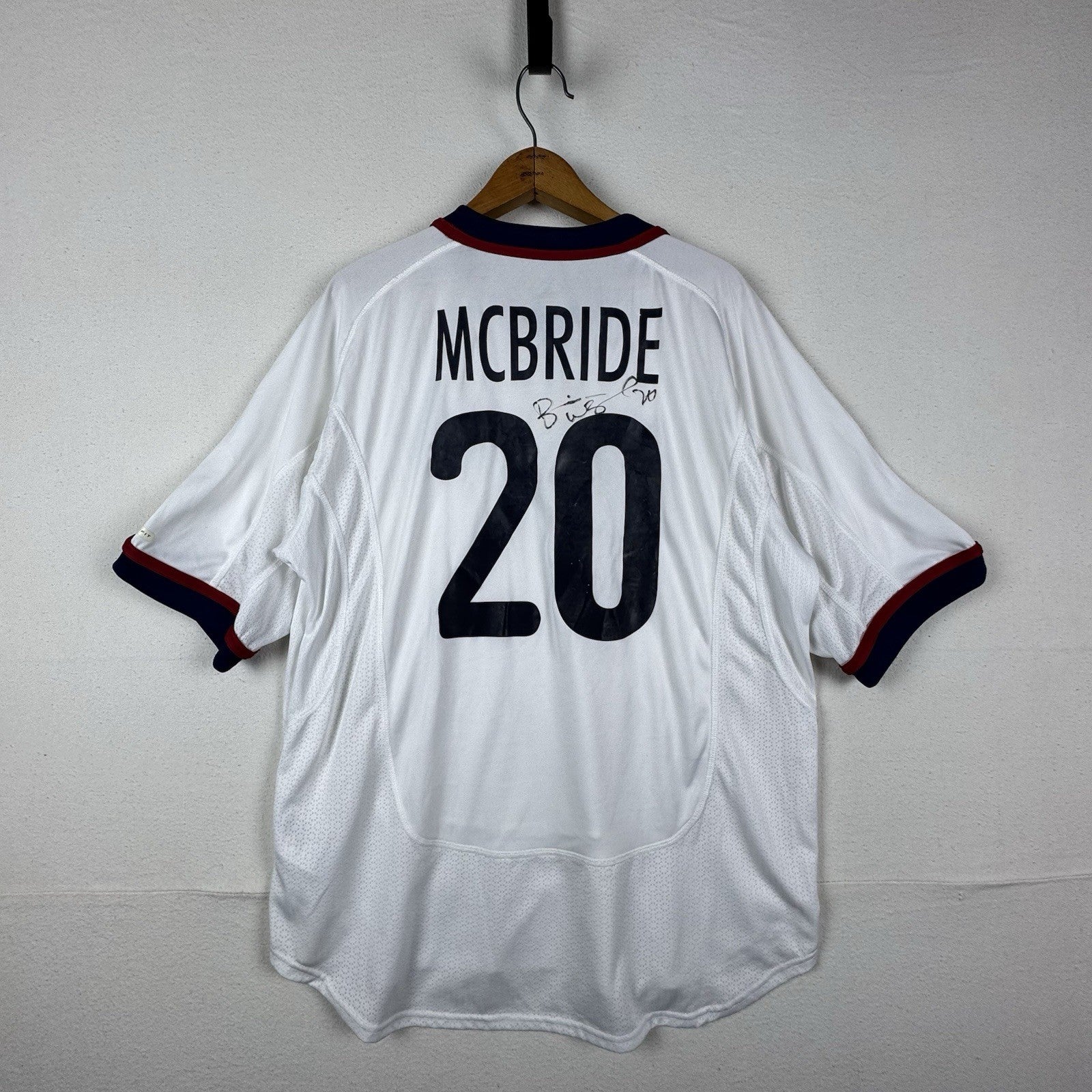 2000 USA Soccer Home Jersey Authentic - McBride #20 Player Autographed *Unwashed