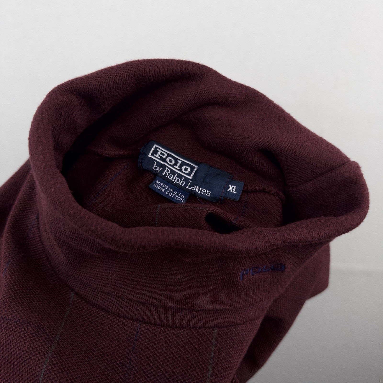 90’s Vtg Polo Ralph Lauren Turtleneck Men’s XL Maroon Windowpane Check USA