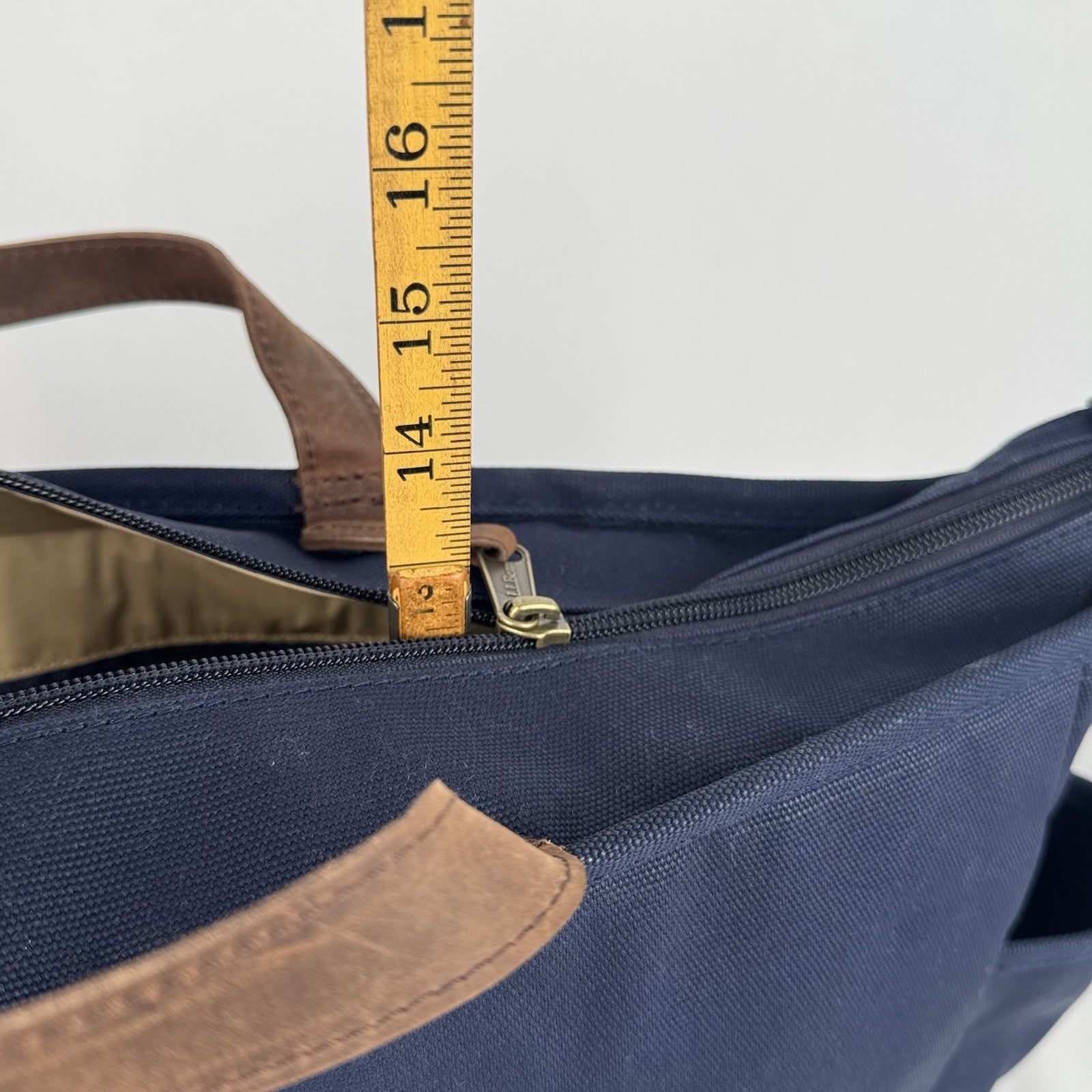 L.L.Bean Stonington Daily Commuter Travel Work Bag Navy Blue Canvas 17”