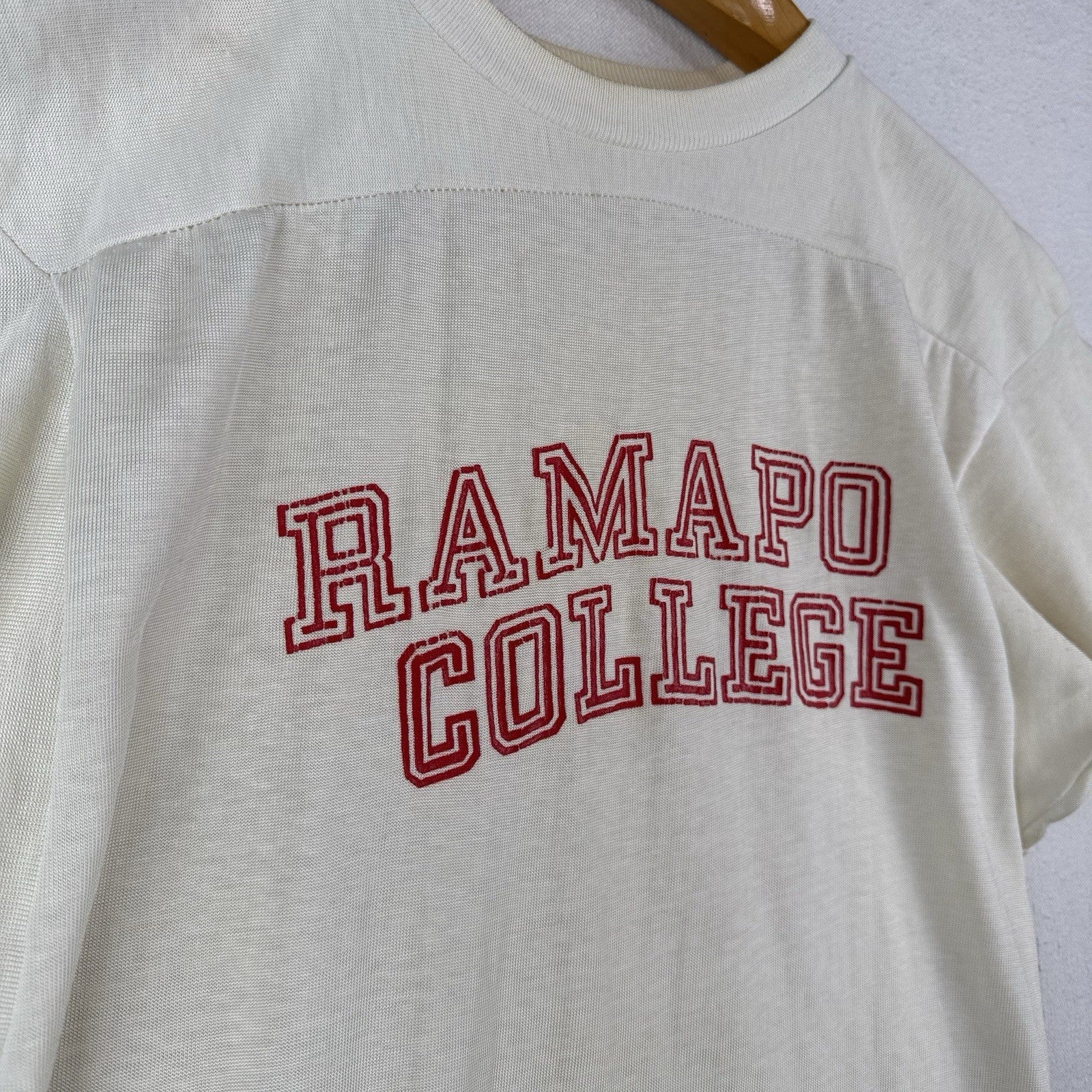 70’s Vintage Ramapo College Football Jersey Shirt Off White Made USA Men’s M