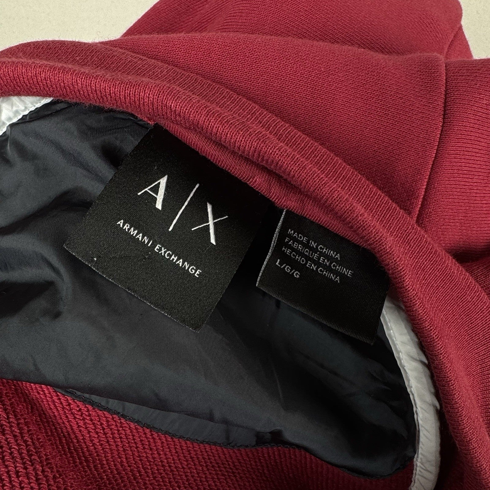 Armani Exchange Maroon Red Black White Bomber Jacket Men’s Large