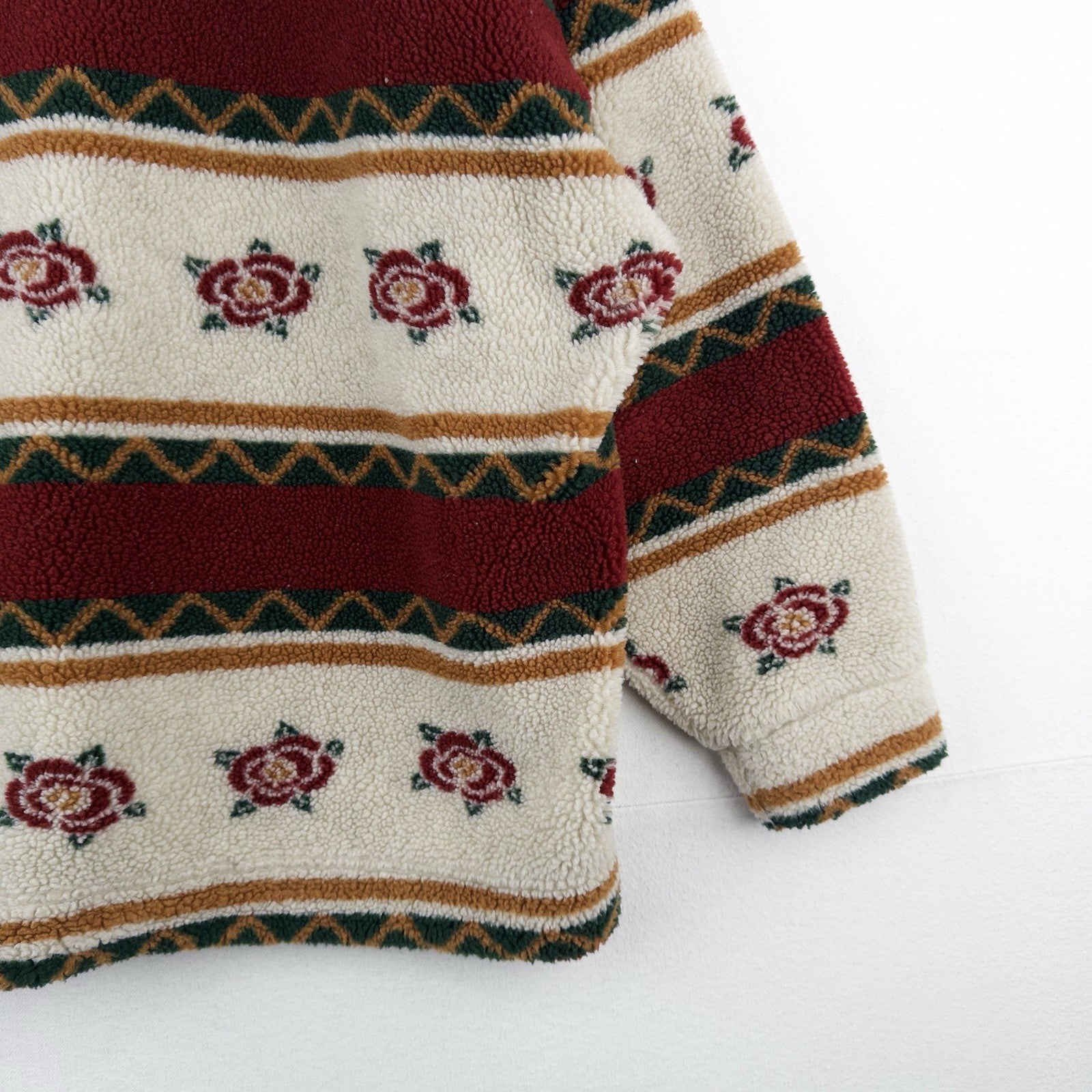 90’s Fleece 1/4 Zip Scuba Hoodie Women’s Large Southwestern Desert Rose Express