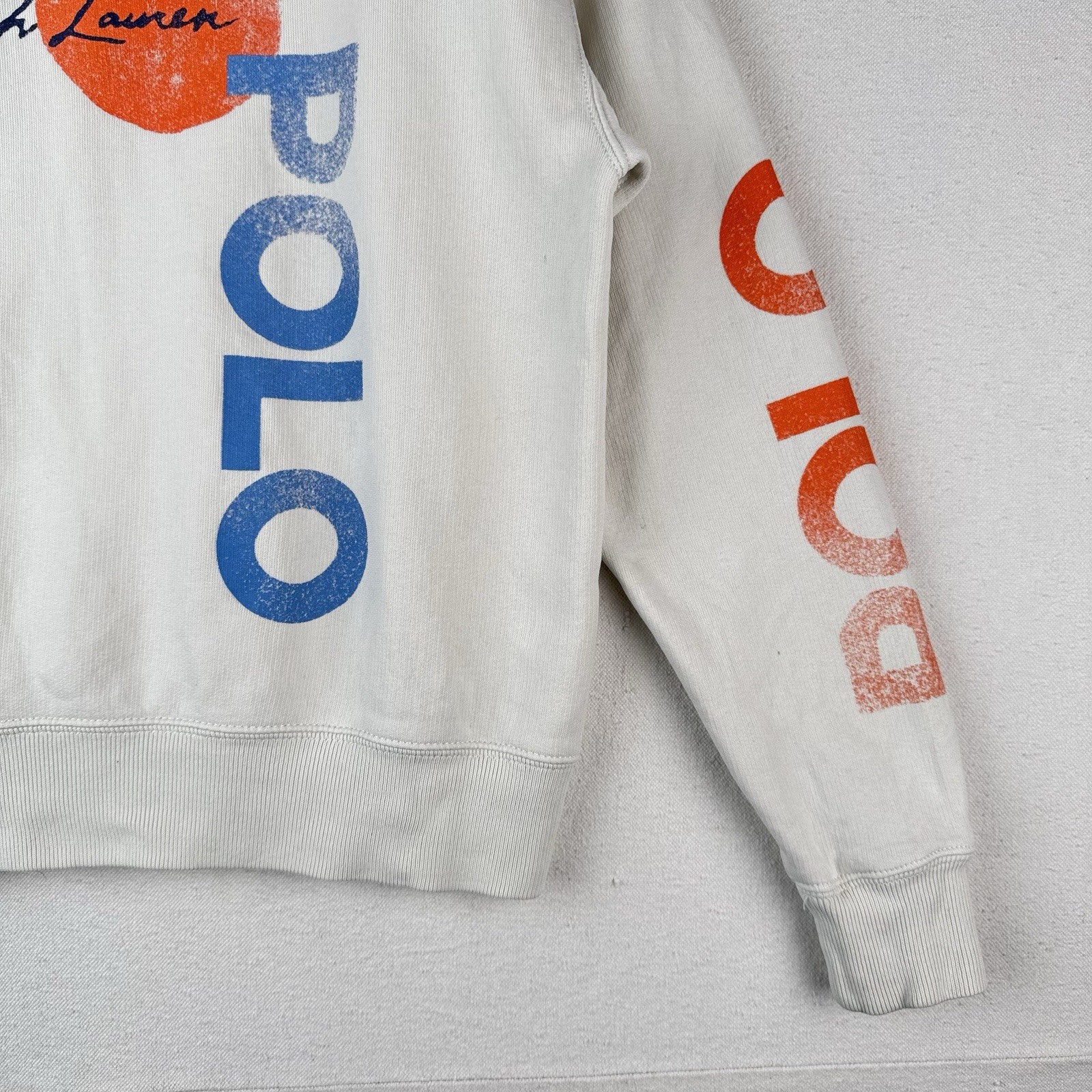 Polo Ralph Lauren Logo Wave Graphic Hoodie Women’s XS White Sun Surf *Read