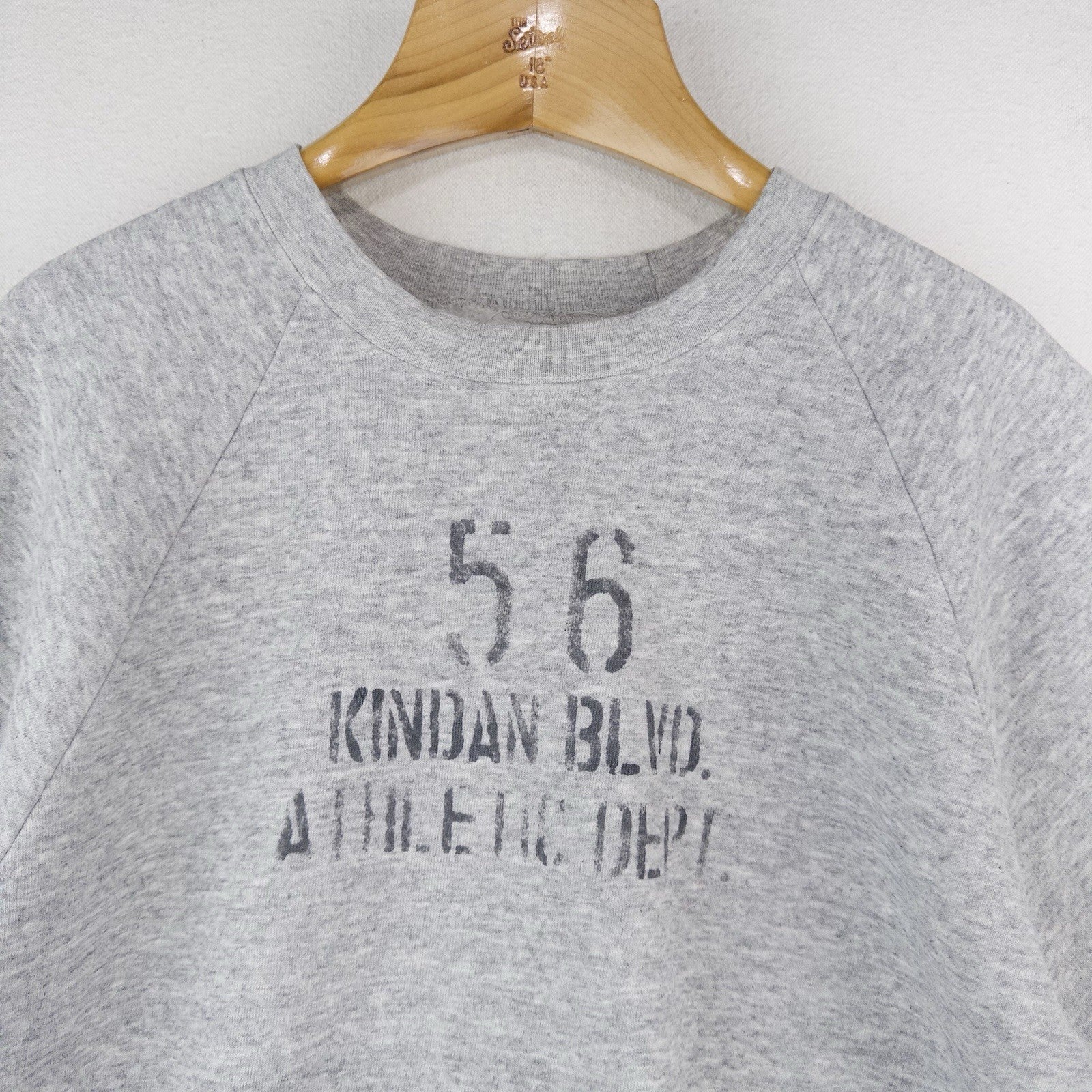 90’s Vtg Kindan Athletic Dept. Gray Short Sleeve Sweatshirt Stencil Raglan XL