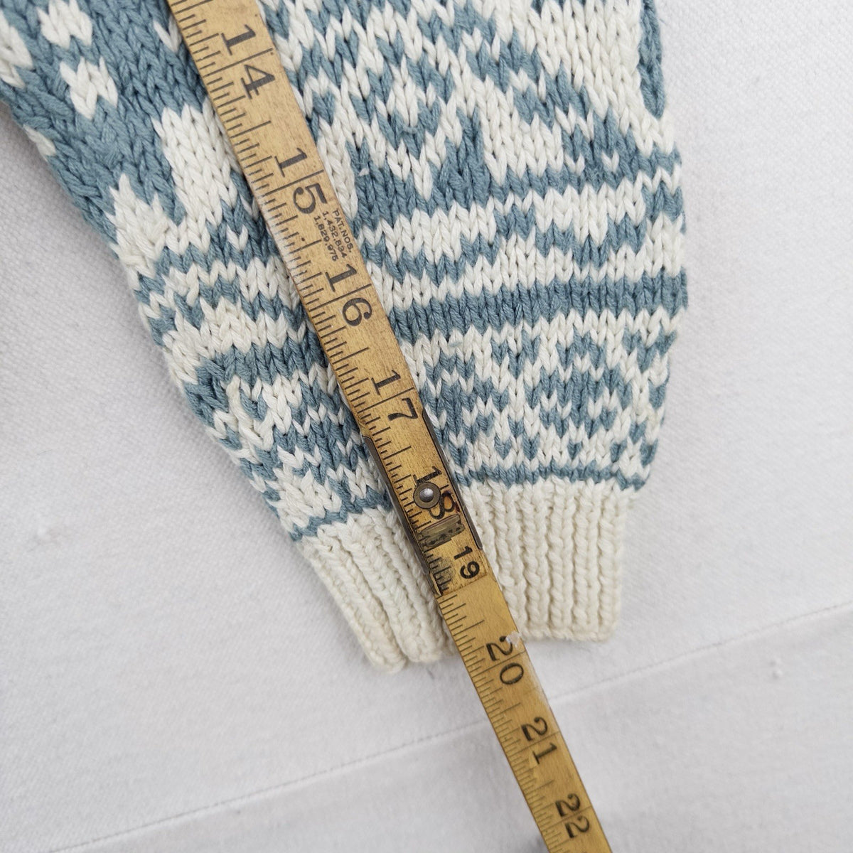 80’s Vtg LL BEAN Women's L Nordic Ramie Blend Knit Blue Cream Snowflake Sweater