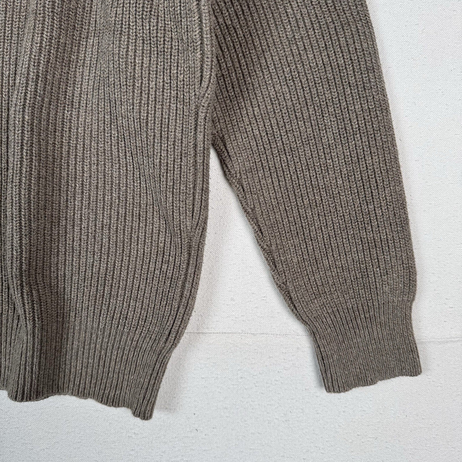 J. Crew Woodsman Men's XL Knit Sweater Shoulder Patches Cotton Crewneck Brown