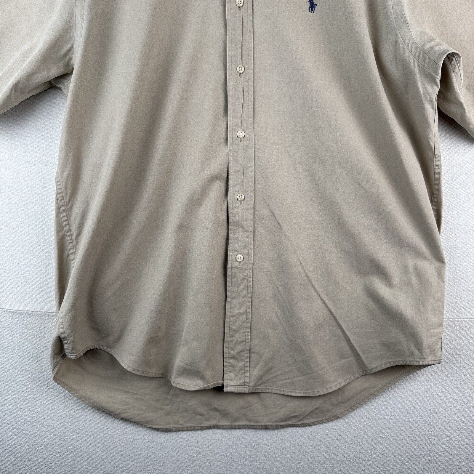Vtg Ralph Lauren Blaire Men’s M Beige Button Up Short Sleeve Short 100% Cotton
