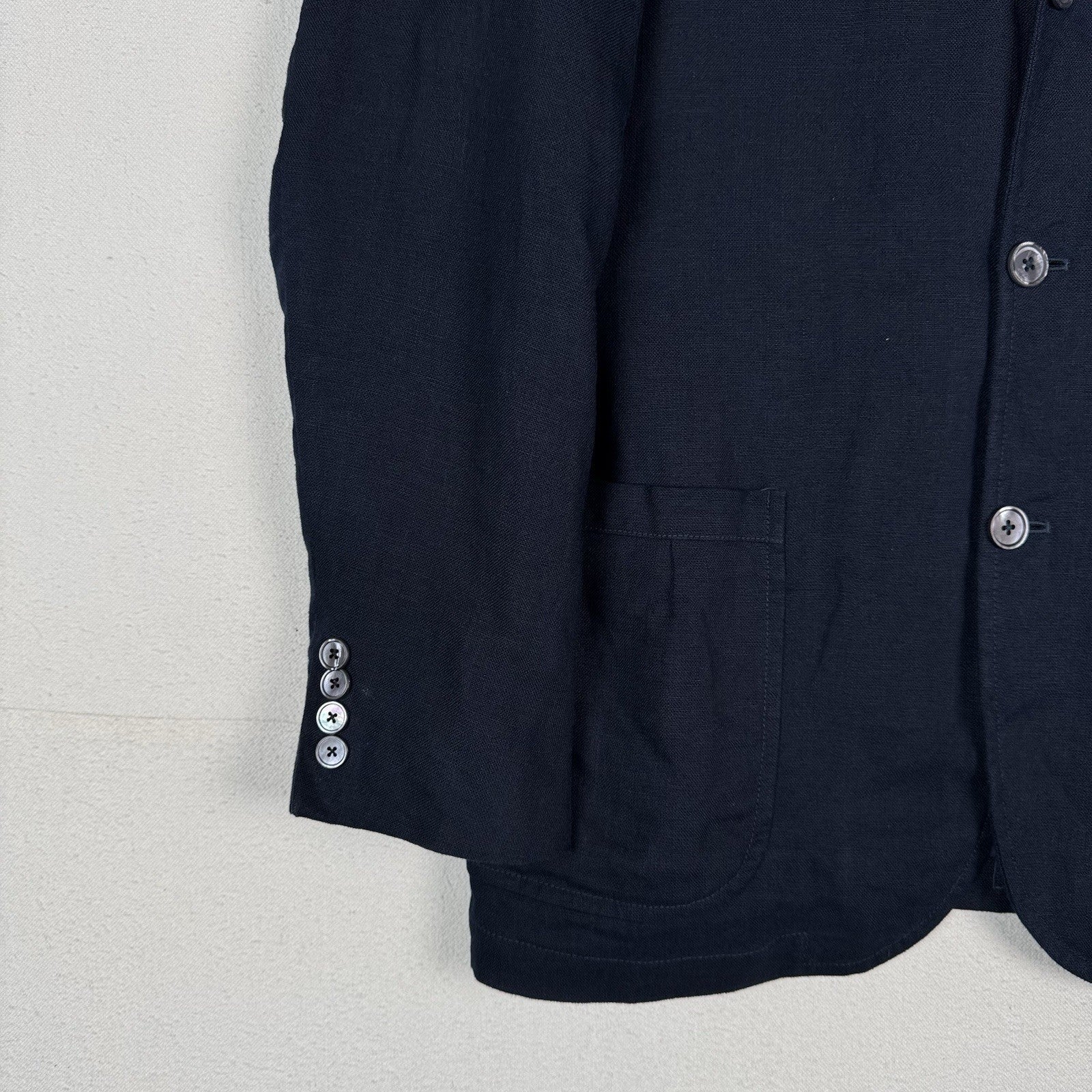 Polo Ralph Lauren Blazer Men 42R Navy Blue Linen Sport Coat Jacket Unstructured